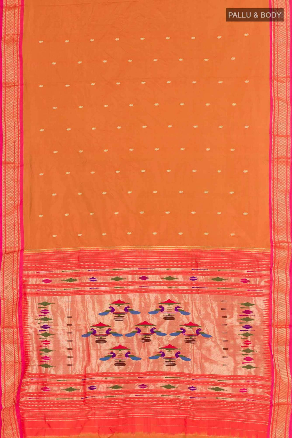 Rust Paithani Silk Saree