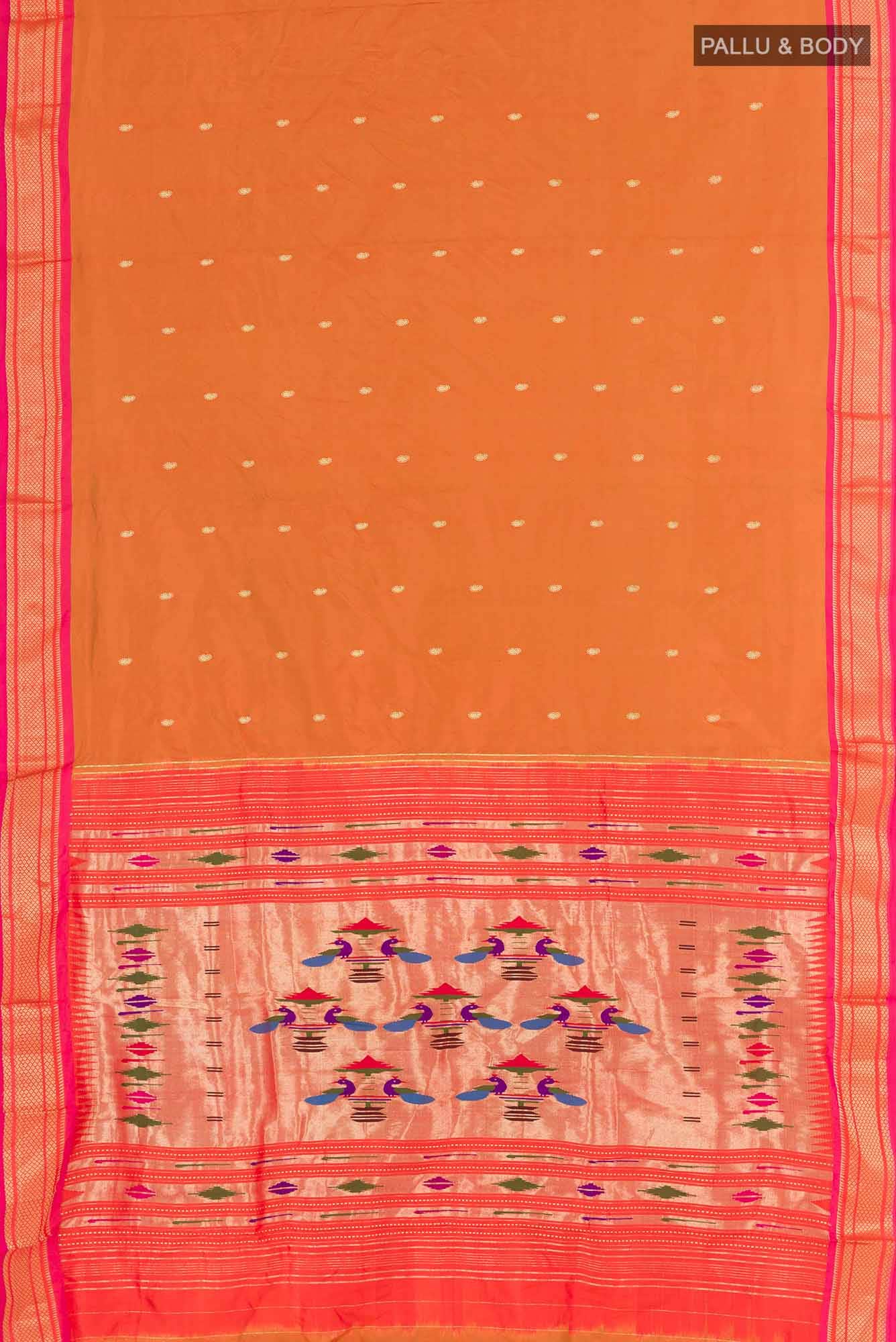 Rust Paithani Silk Saree