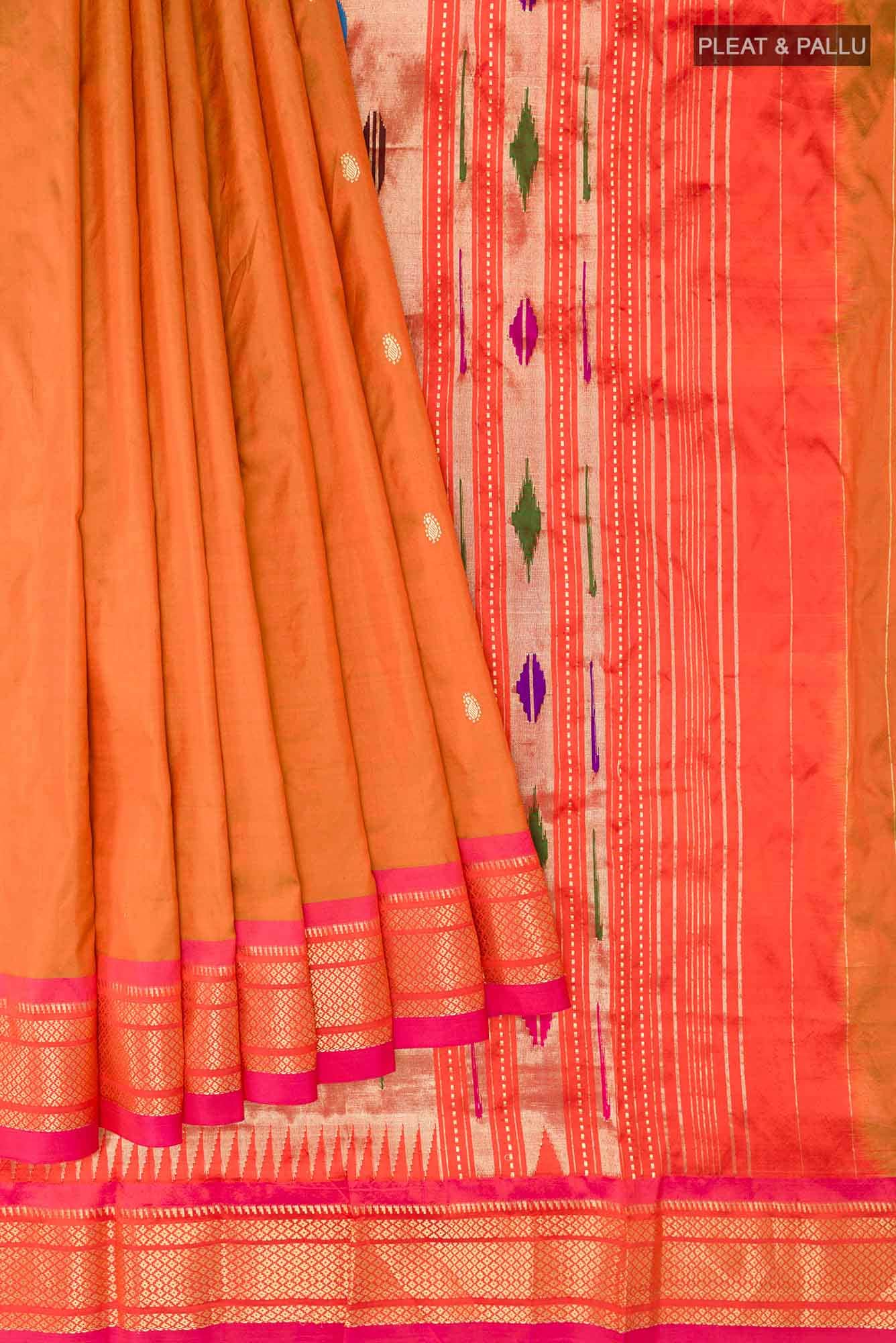 Rust Paithani Silk Saree