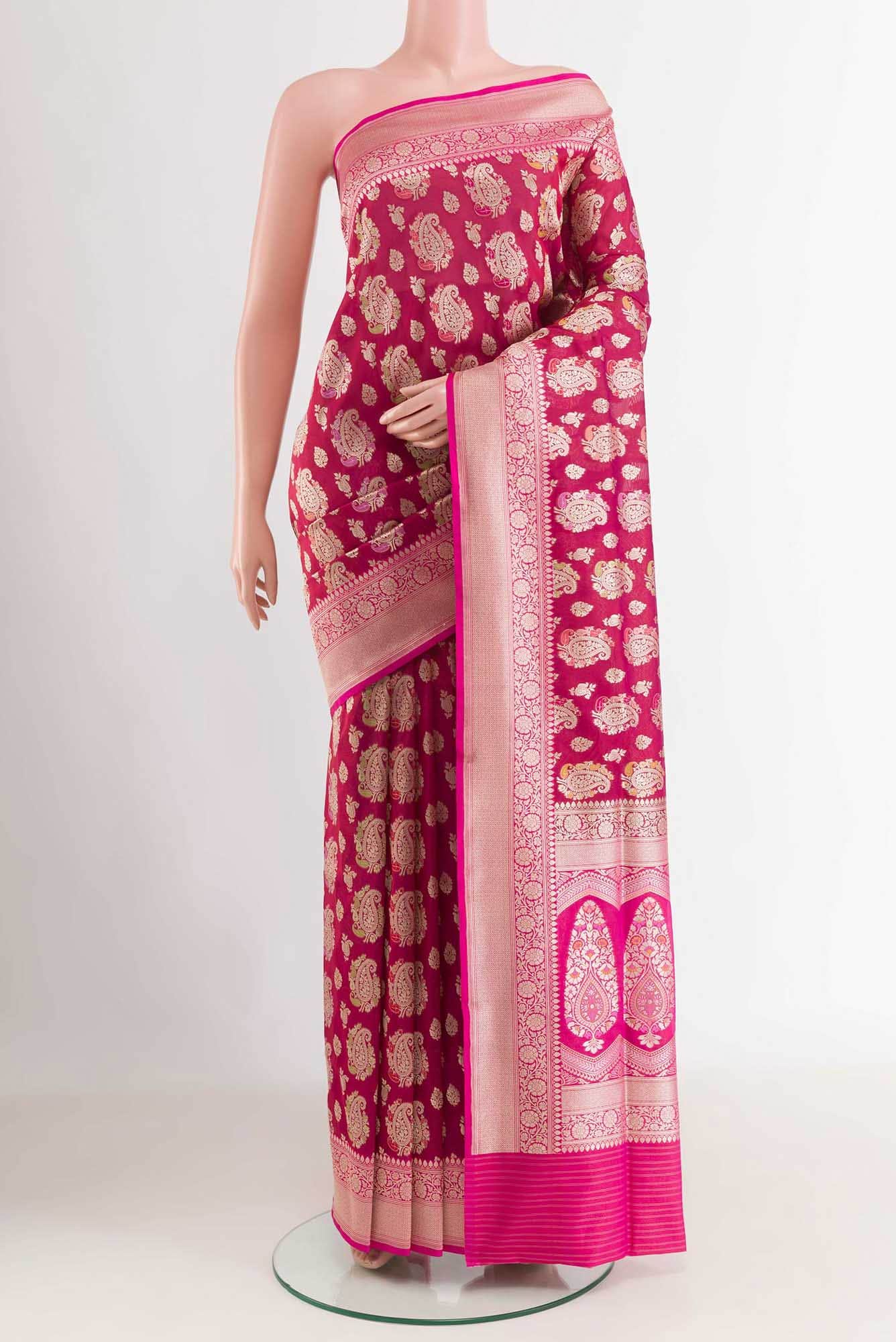 Maroon Dual Tone Banarasi Silk Saree