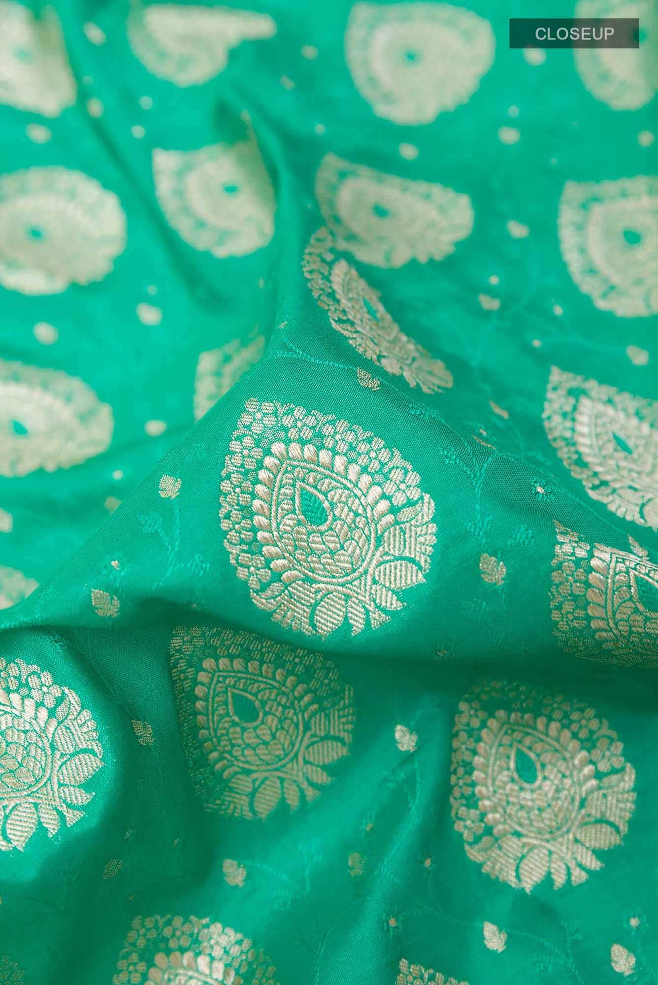 Mint Green Banarasi Silk Saree