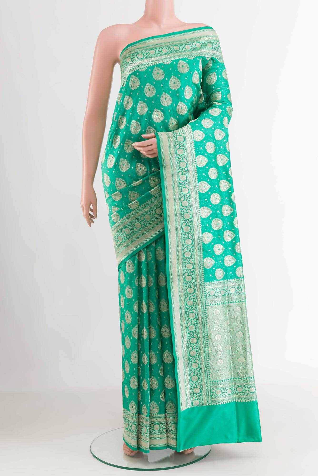 Mint Green Banarasi Silk Saree