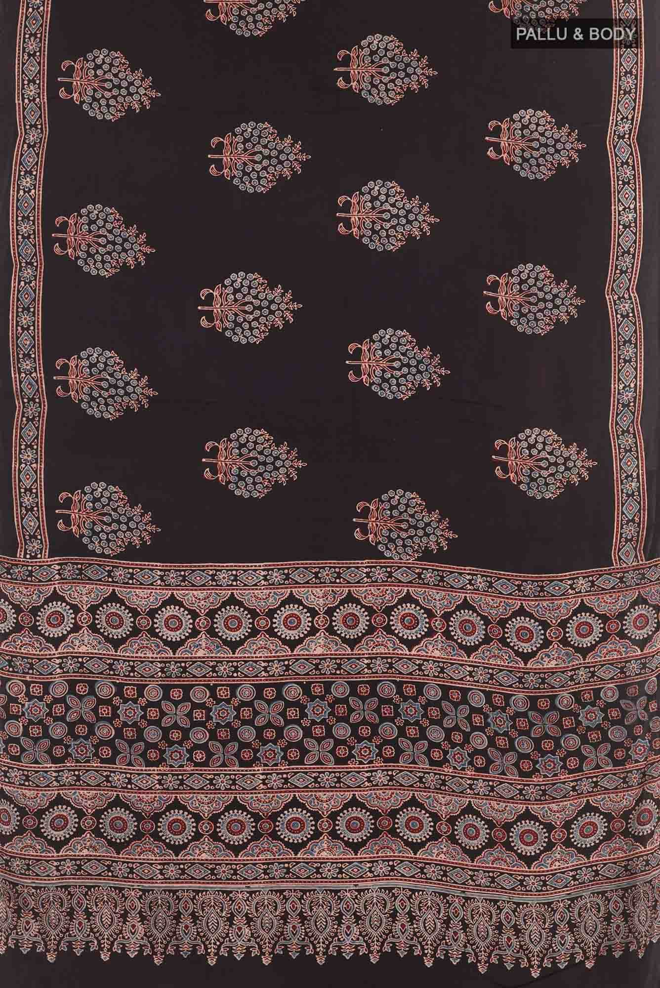 Black Printed Silk Saree