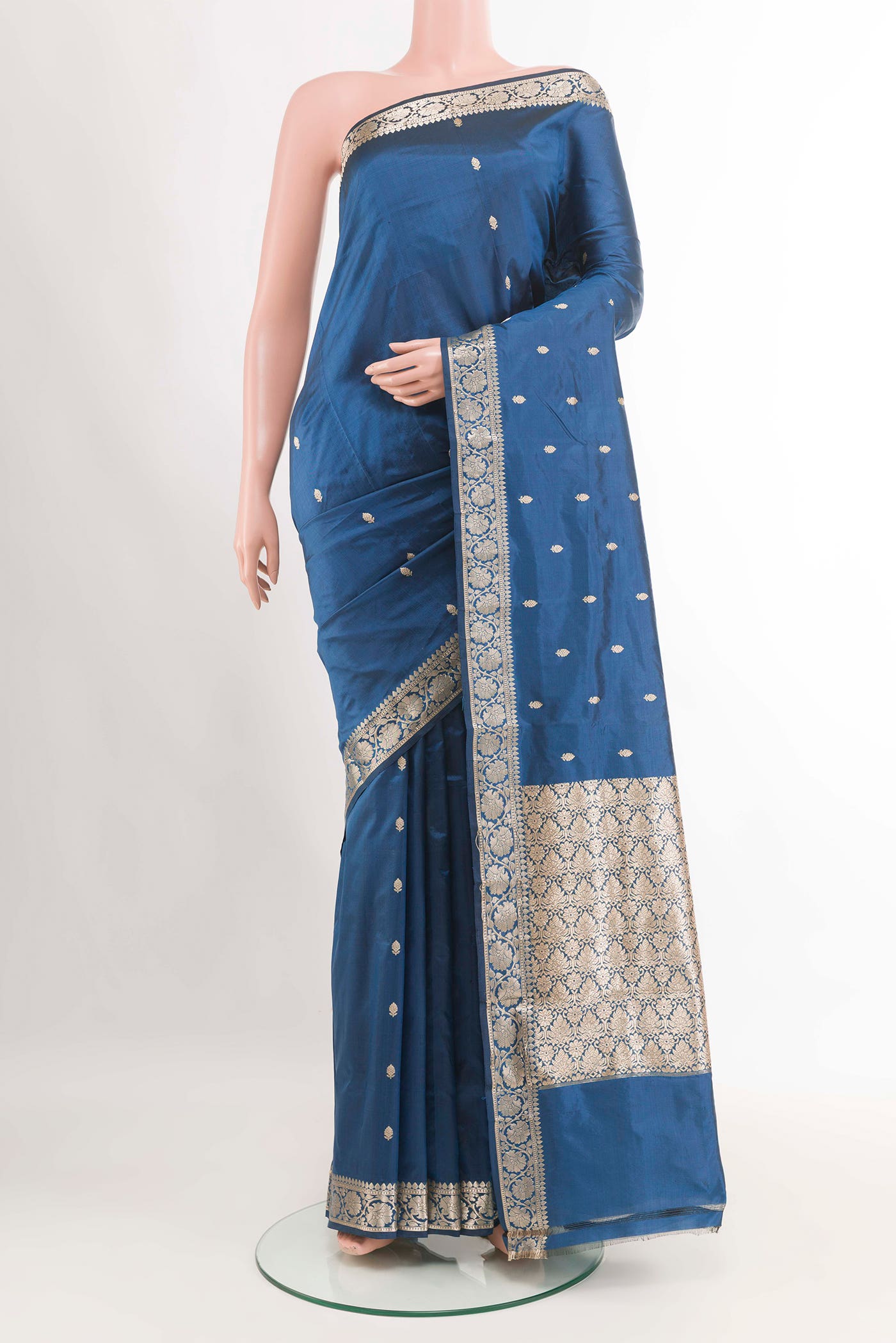 Blue Dual Tone Banarasi Silk Saree