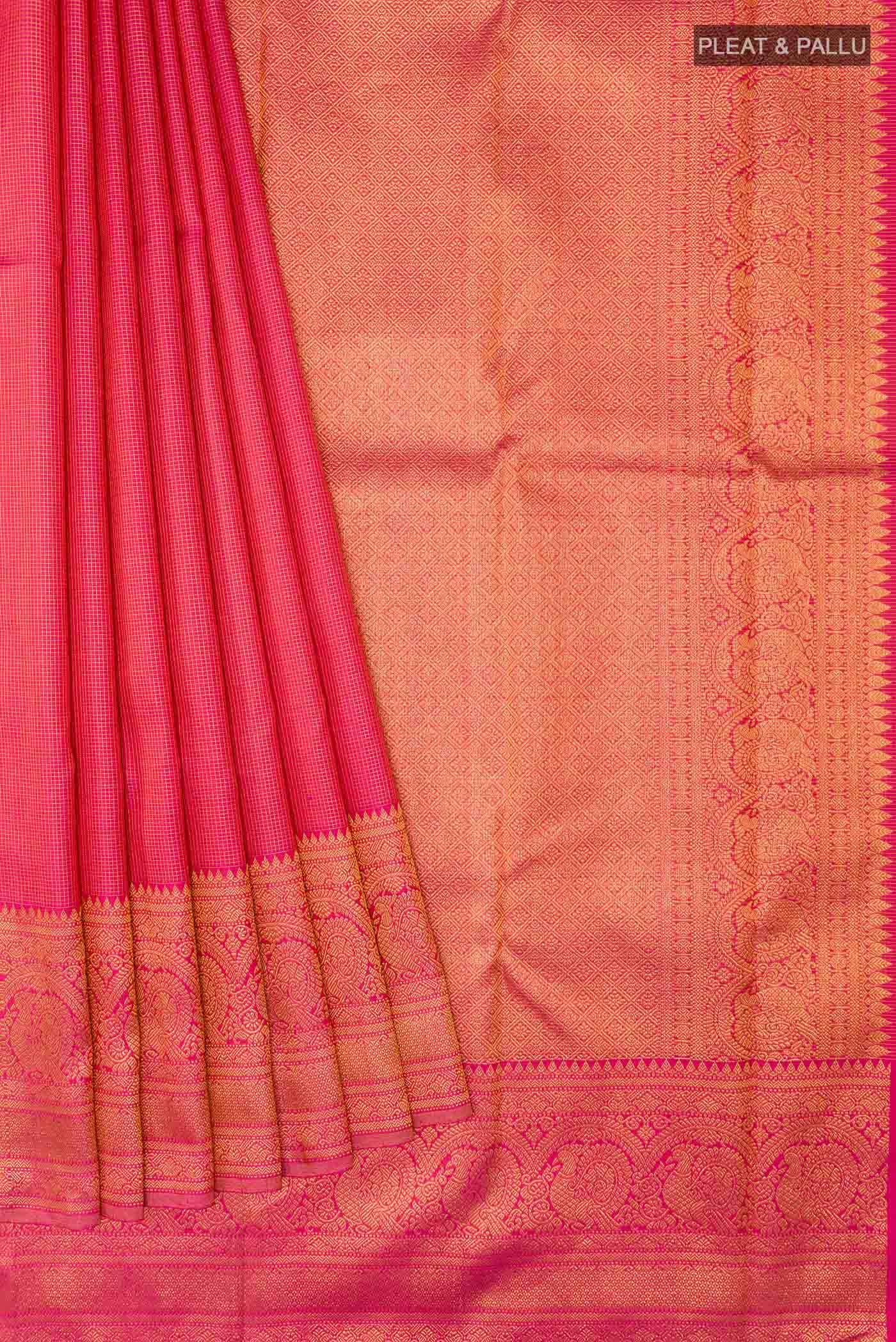 Pink Dual Tone Kanchipuram Silk Saree