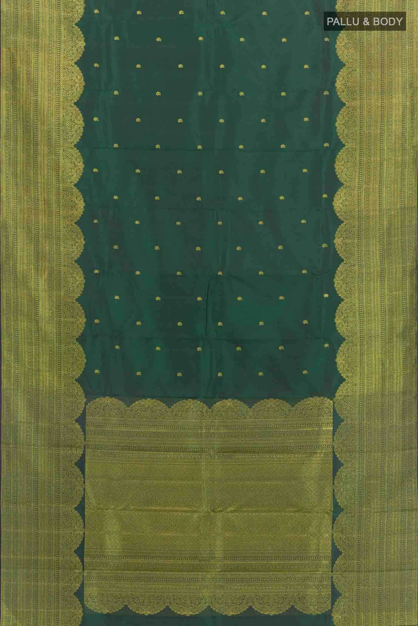 Bottle Green Dual Tone Kanchipuram Silk Saree