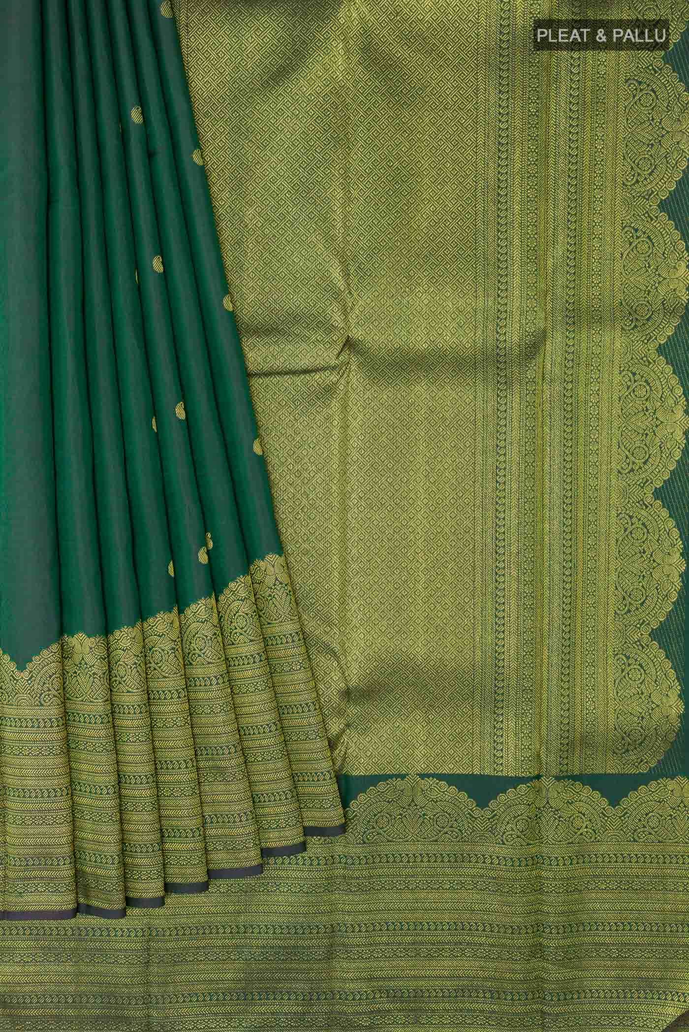Bottle Green Dual Tone Kanchipuram Silk Saree