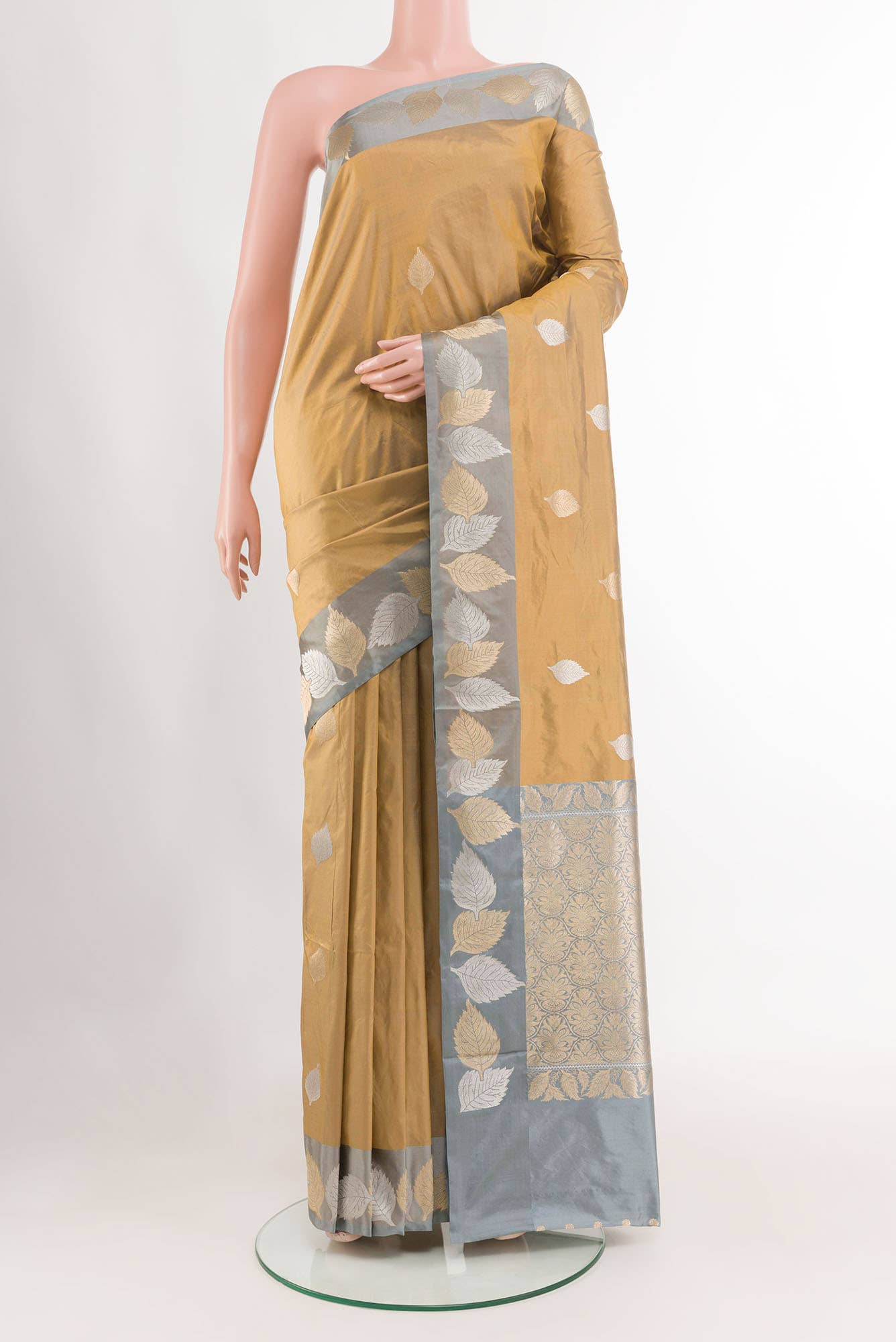 Golden Banarasi Silk Saree