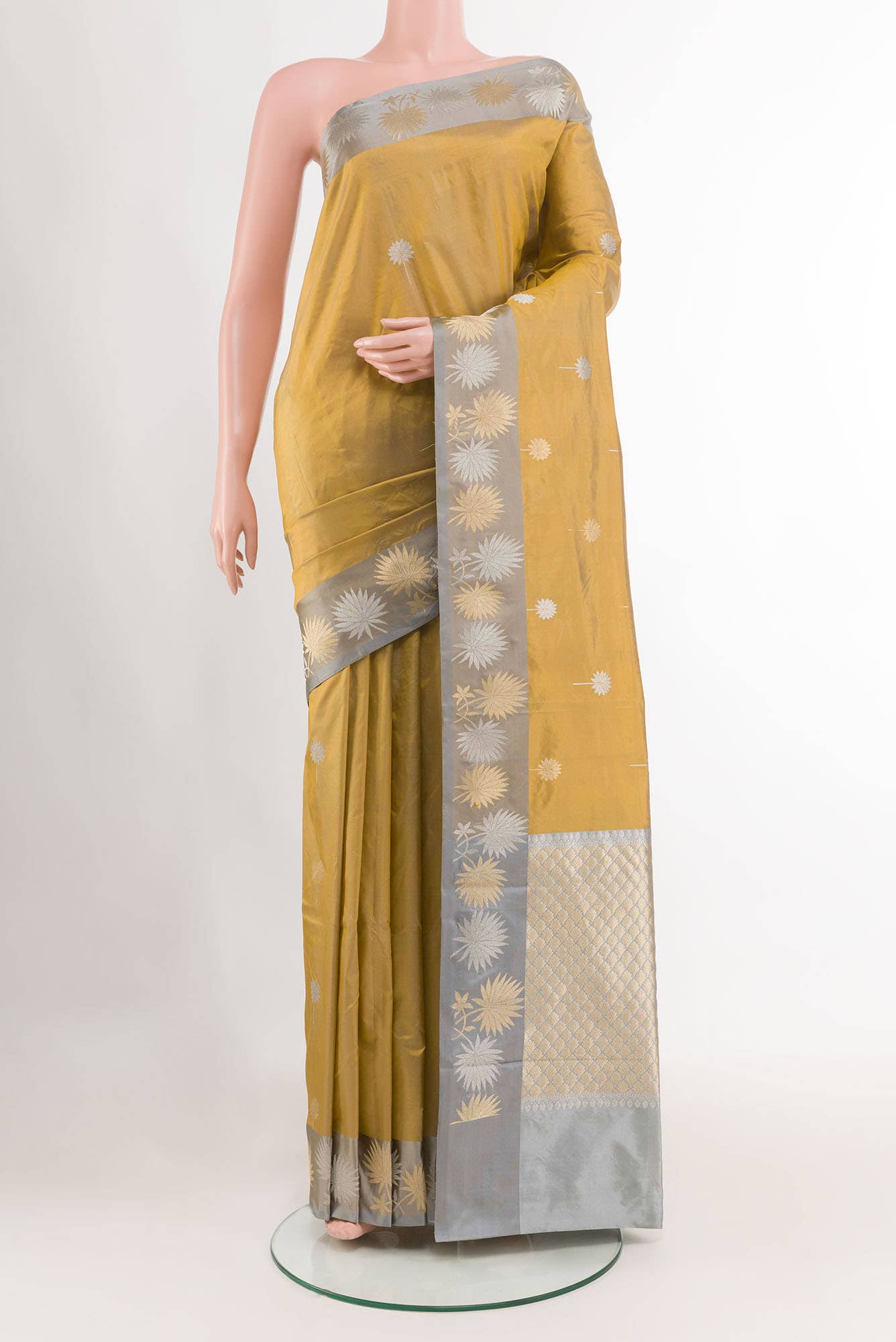 Golden Banarasi Silk Saree