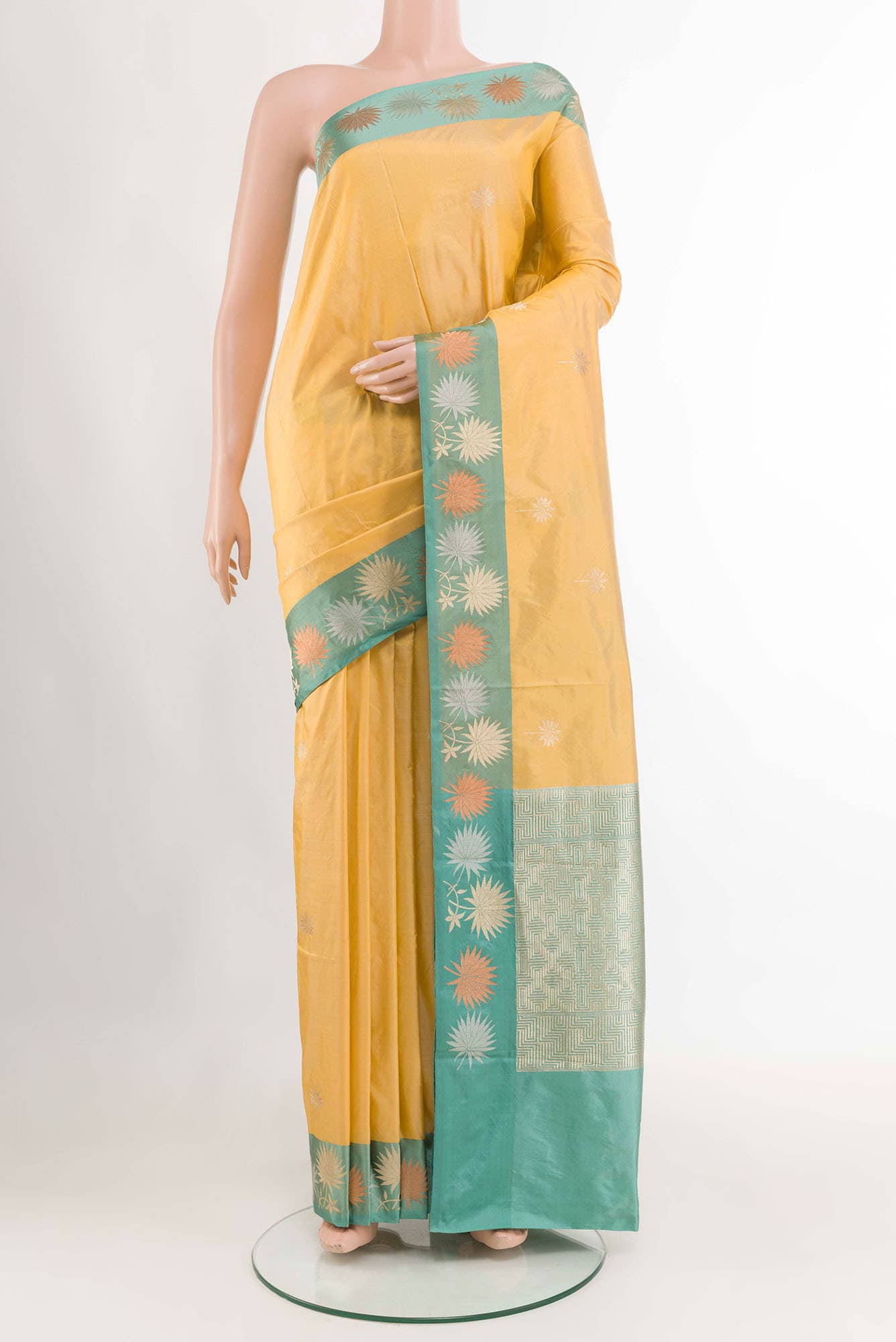 Golden Banarasi Silk Saree