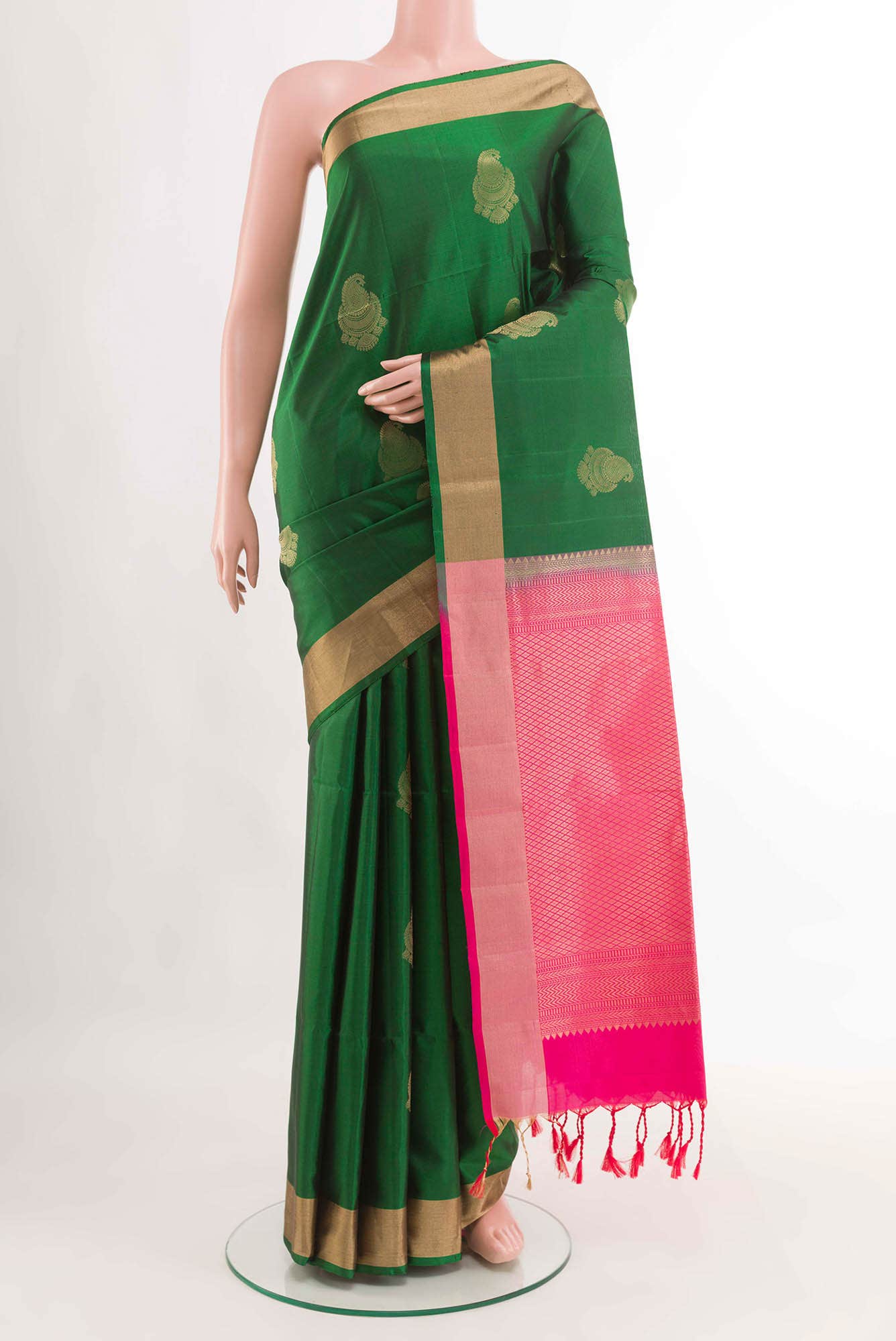 Green Dual Tone Soft Silk Saree