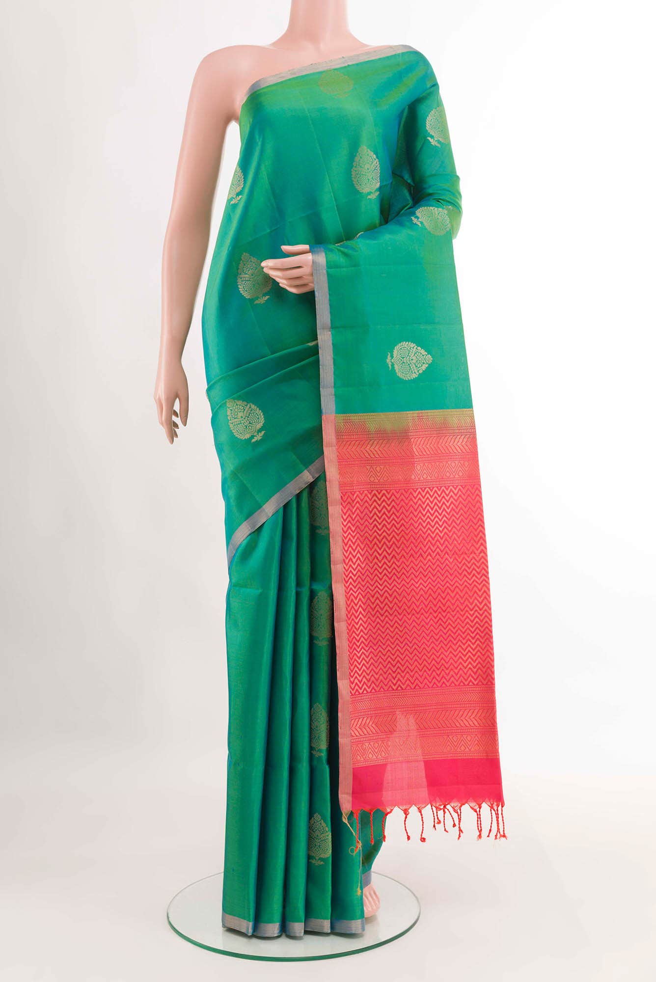 Green Blue dual Tone Soft Silk Saree