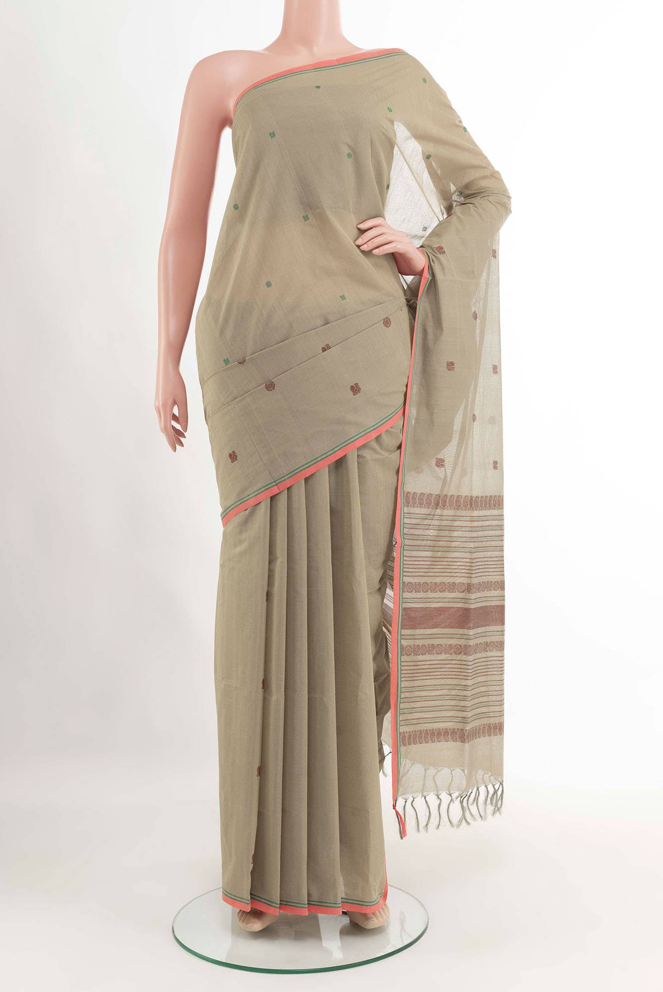 Beige Cotton Saree