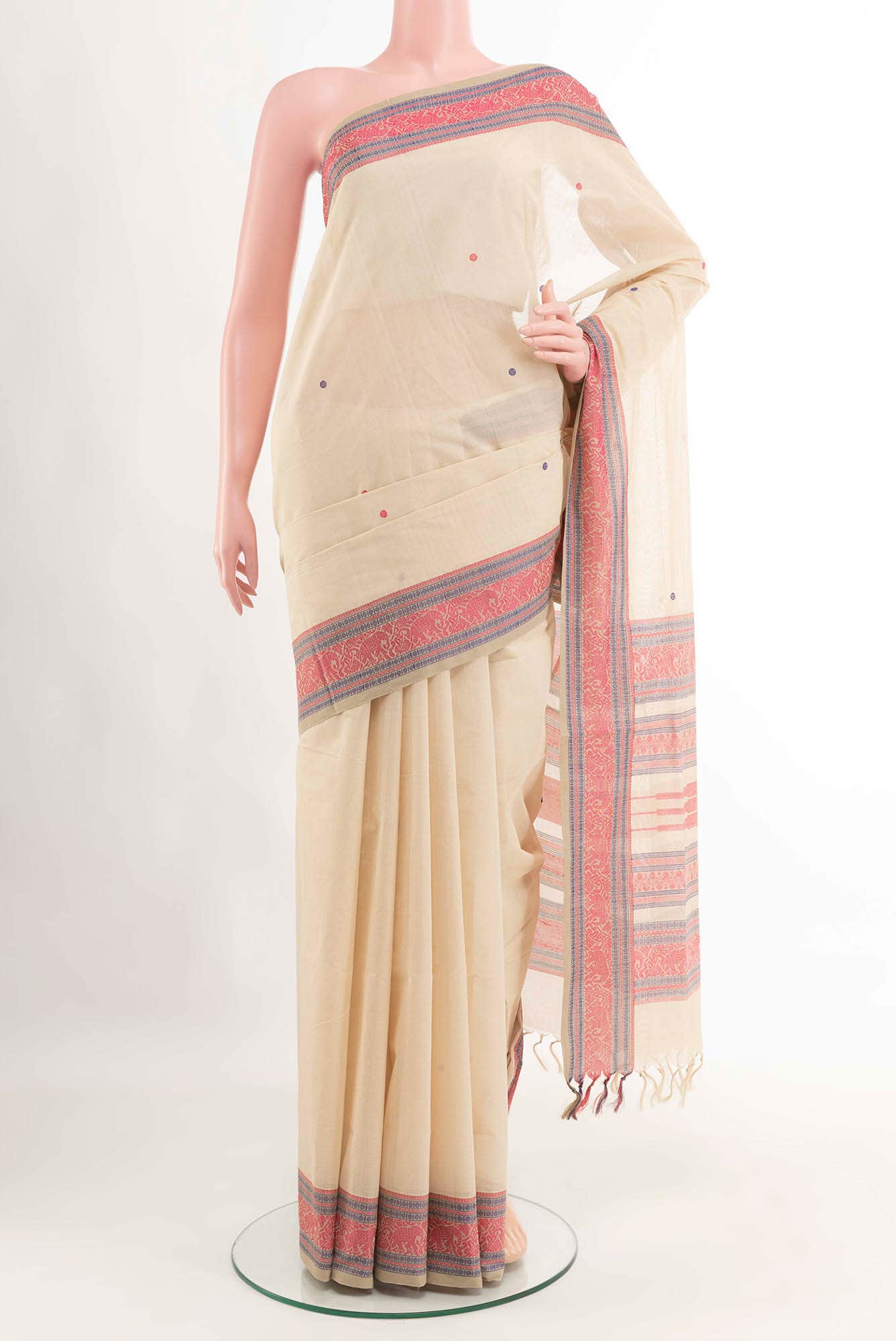 Beige Cotton Saree