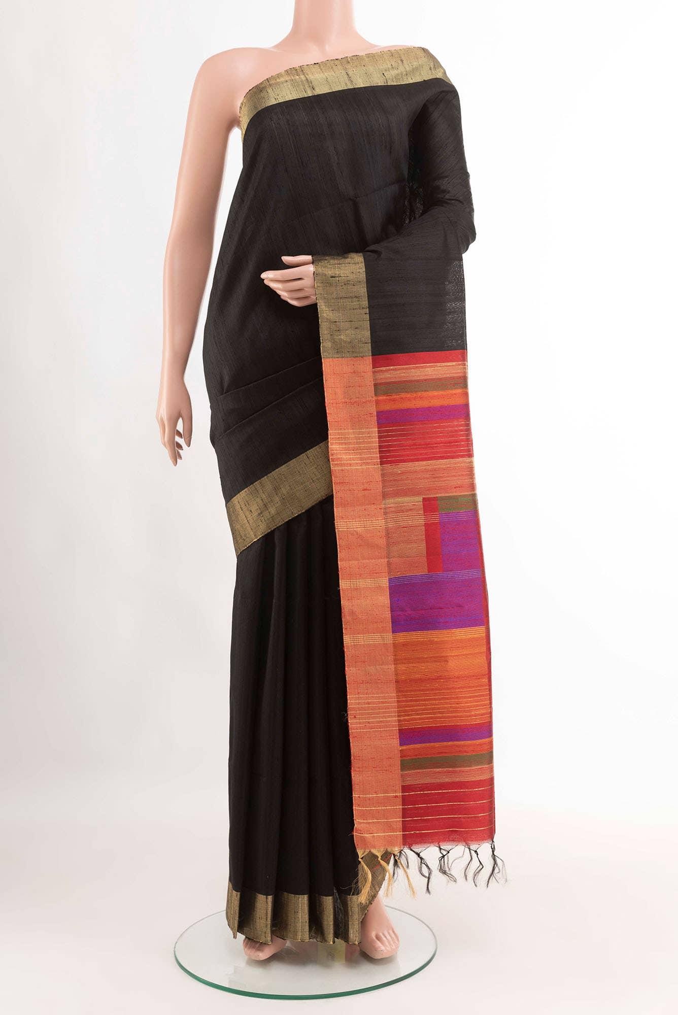 Black Raw Silk Saree