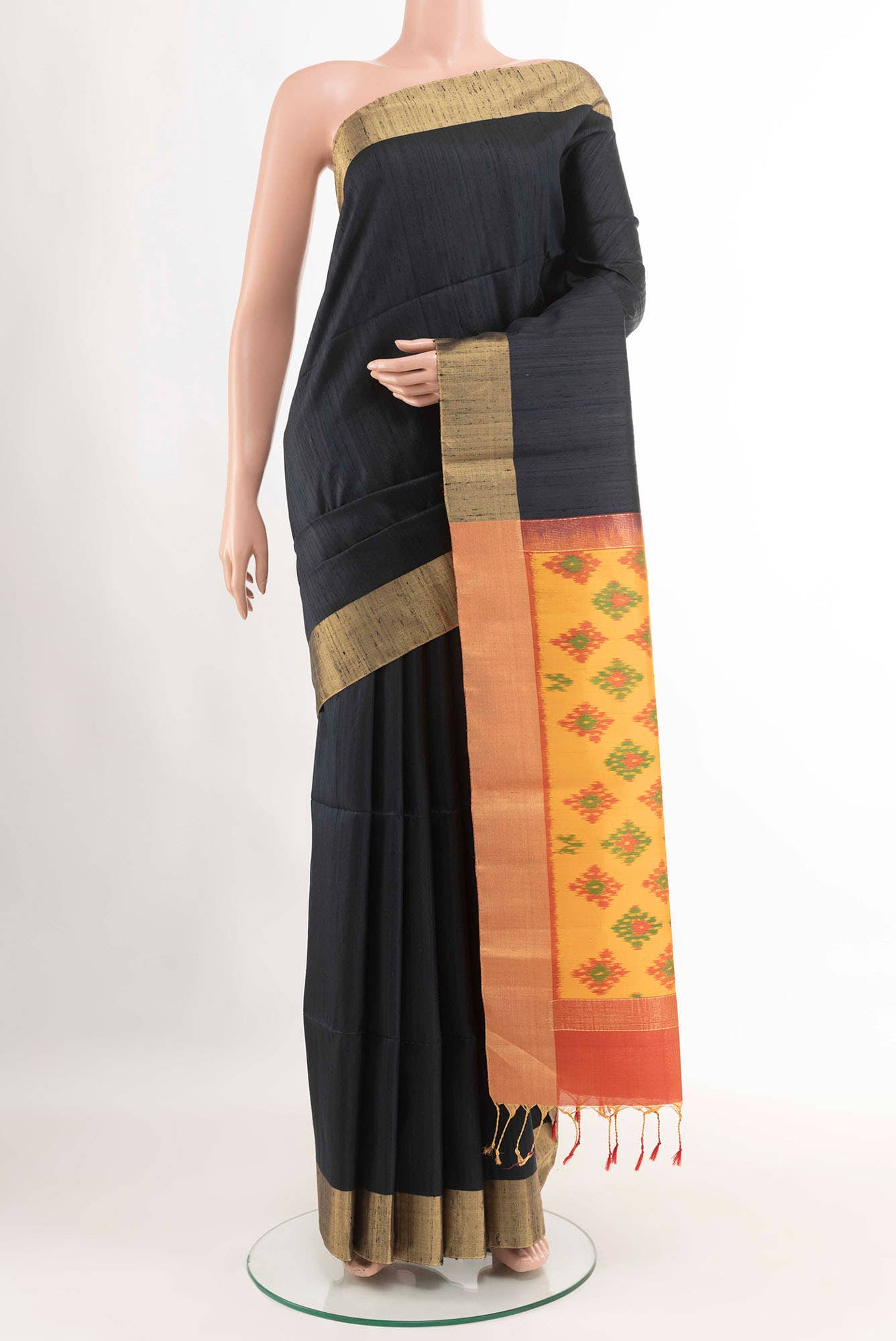 Black Raw Silk Saree