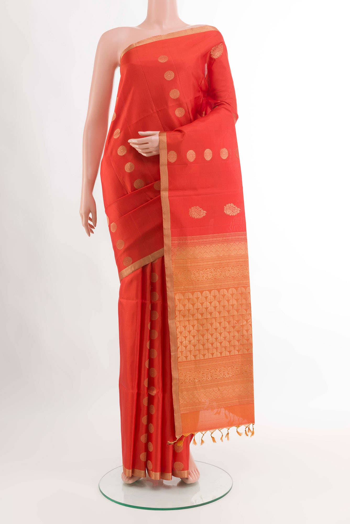Brick Orange Soft Silk Saree