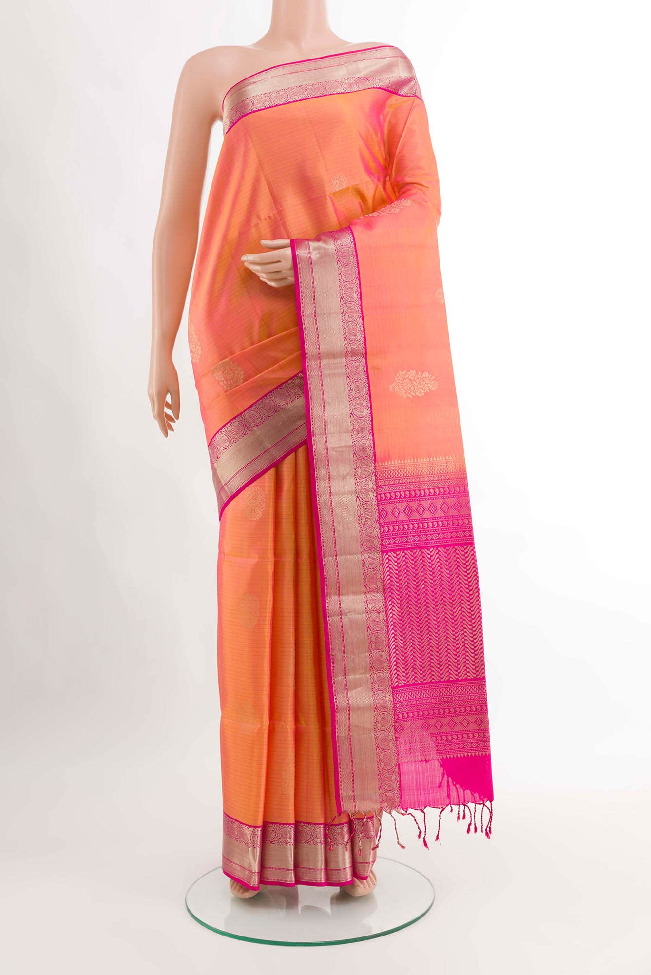 Orange Dual Tone Soft Silk Saree