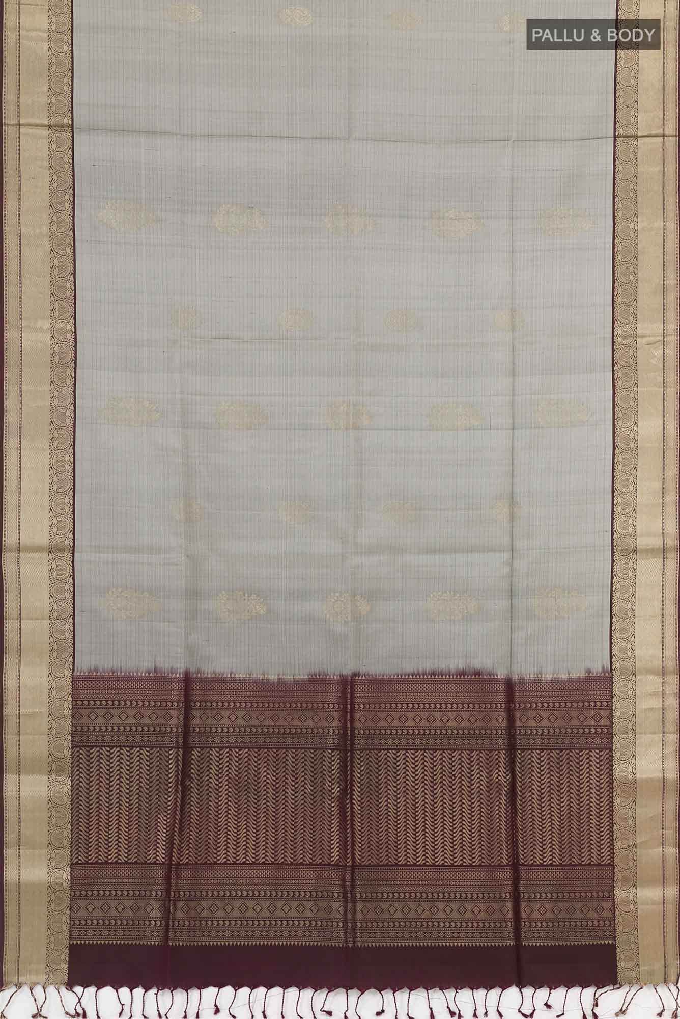 Grey Dual Tone Soft Silk Saree