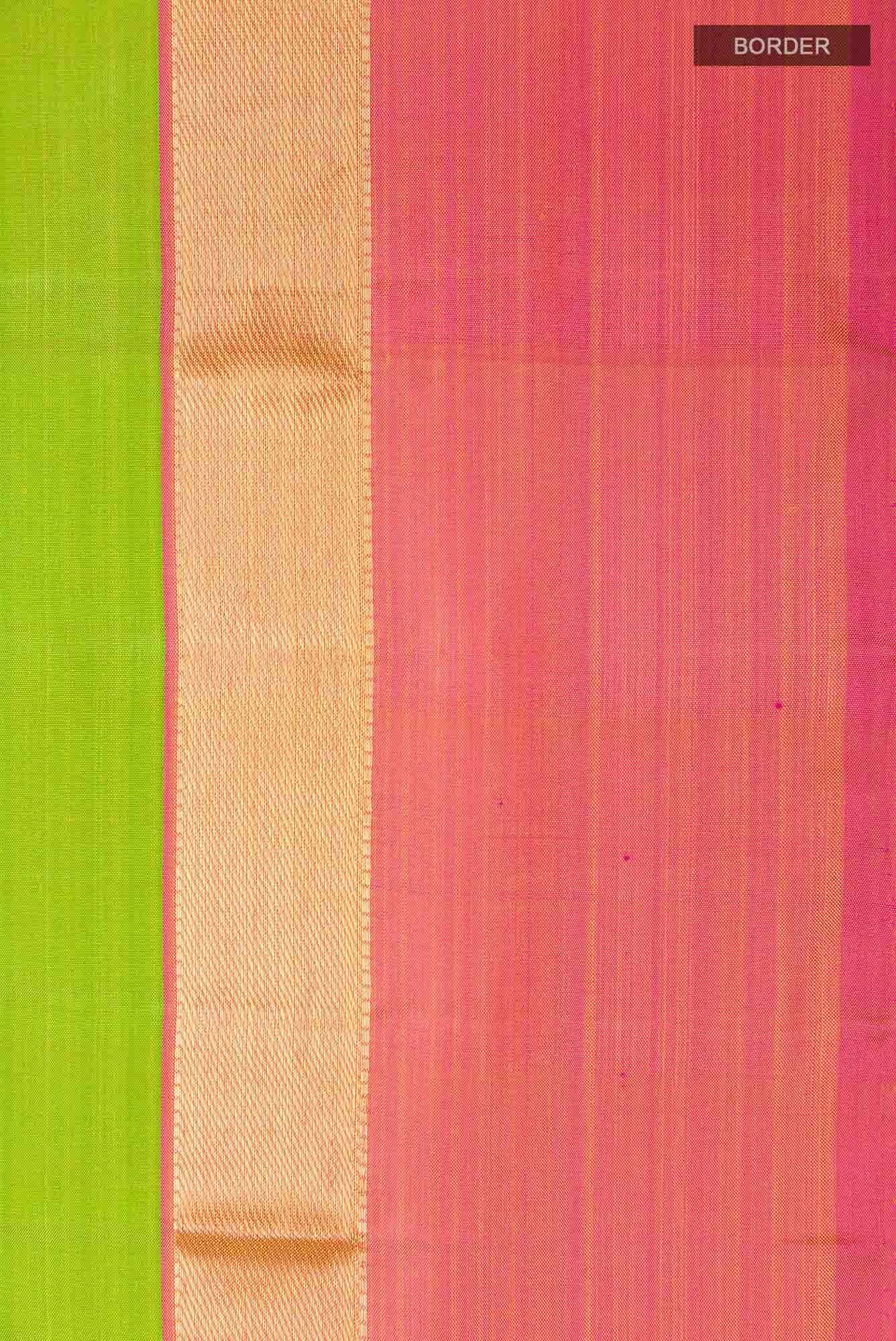 Parrot Green Dual Tone Kanchipuram Silk Saree