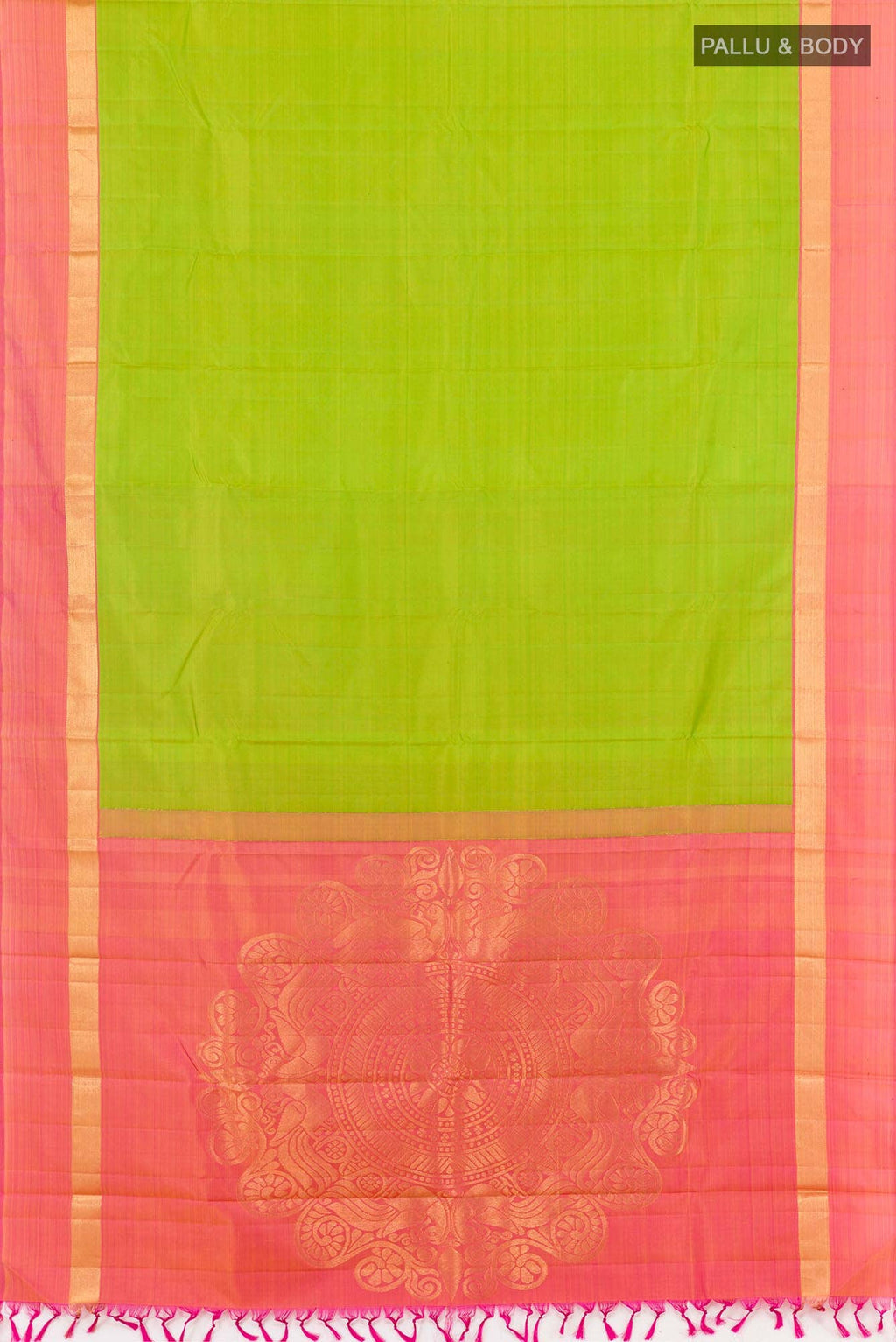 Parrot Green Dual Tone Kanchipuram Silk Saree