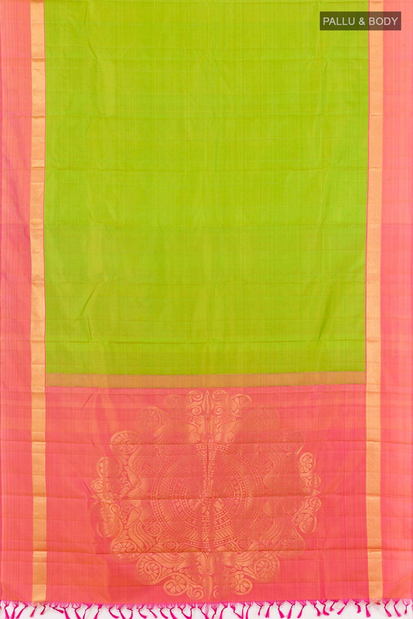 Parrot Green Dual Tone Kanchipuram Silk Saree