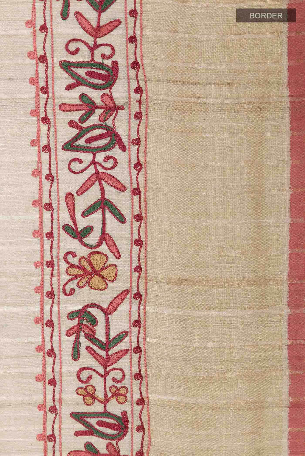 Beige Tussar Silk Saree