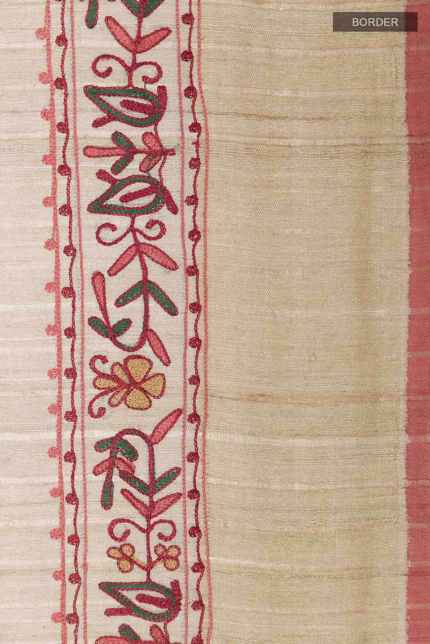 Beige Tussar Silk Saree