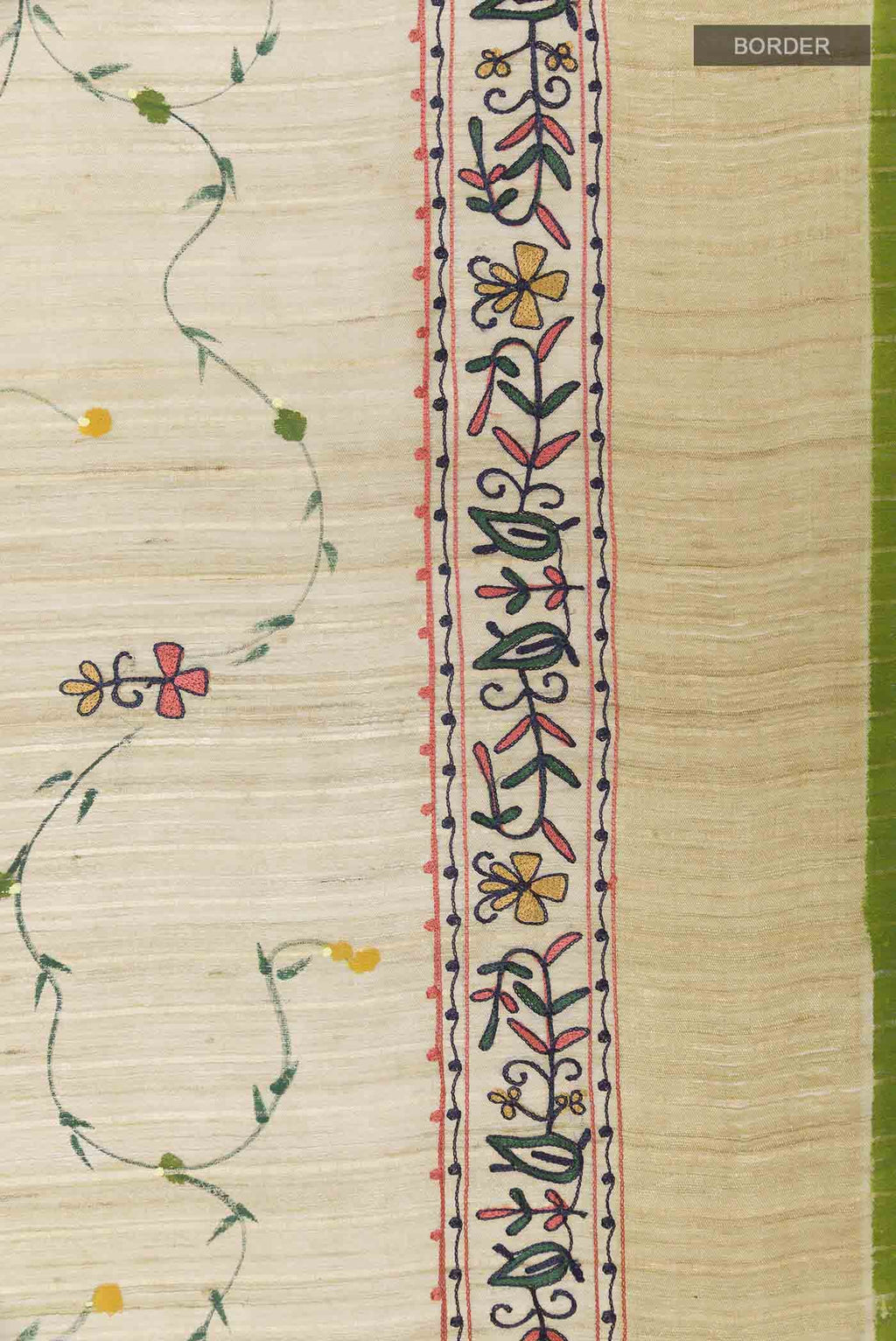 Beige Tussar Silk Saree