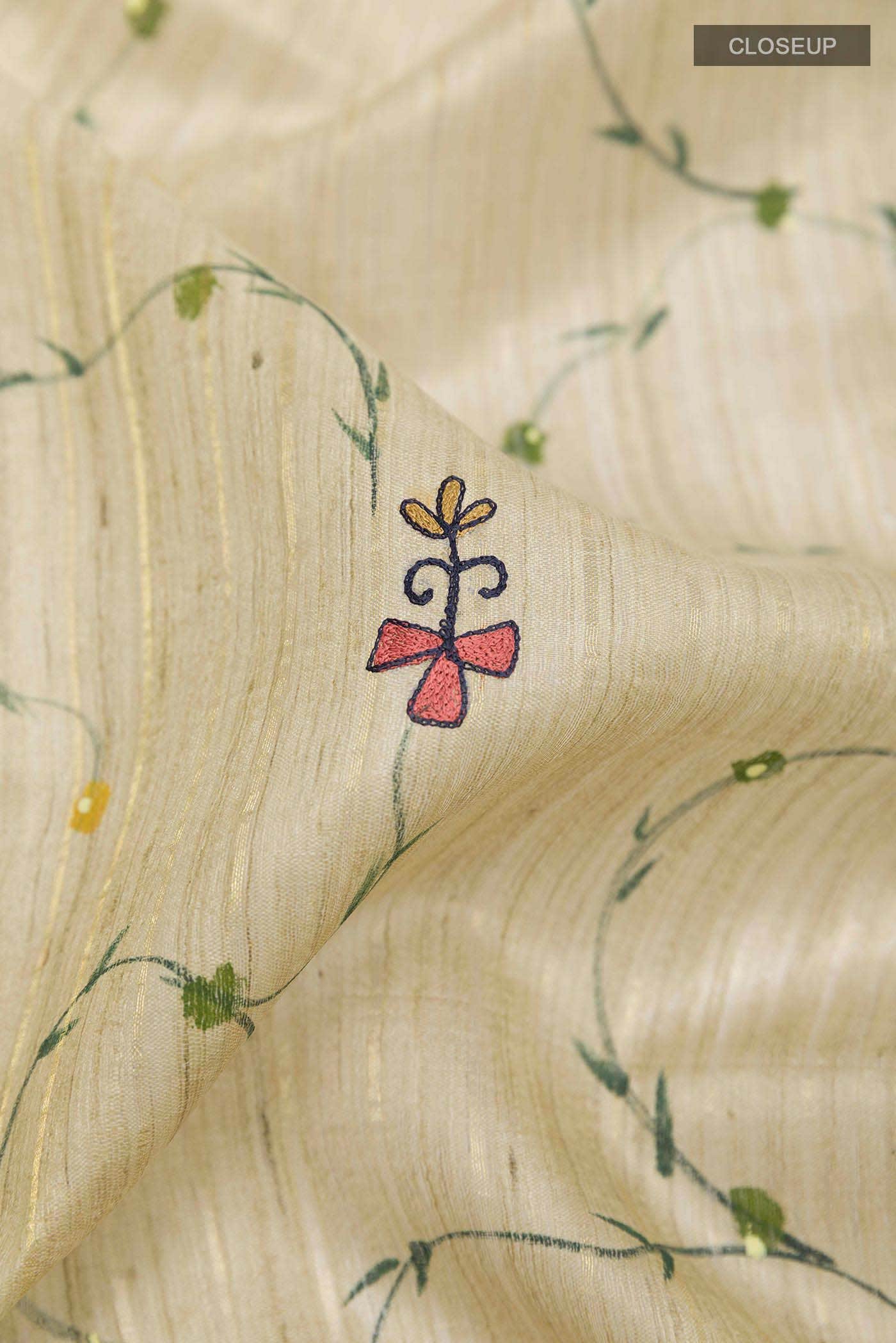Beige Tussar Silk Saree