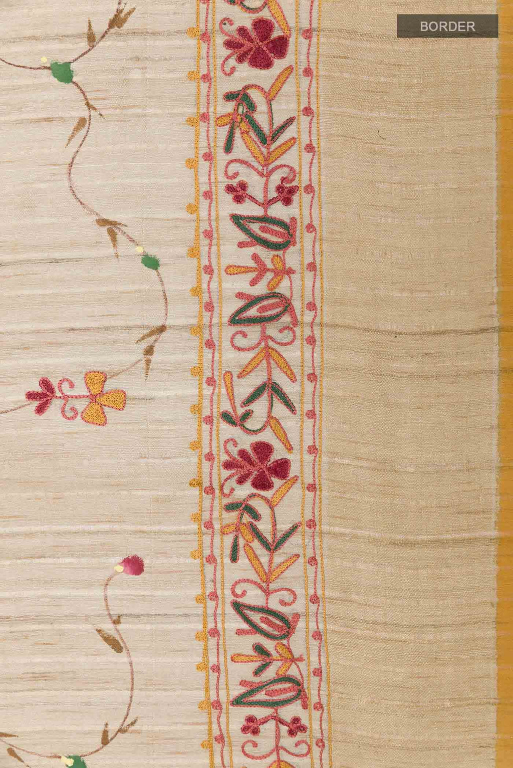 Beige Tussar Silk Saree