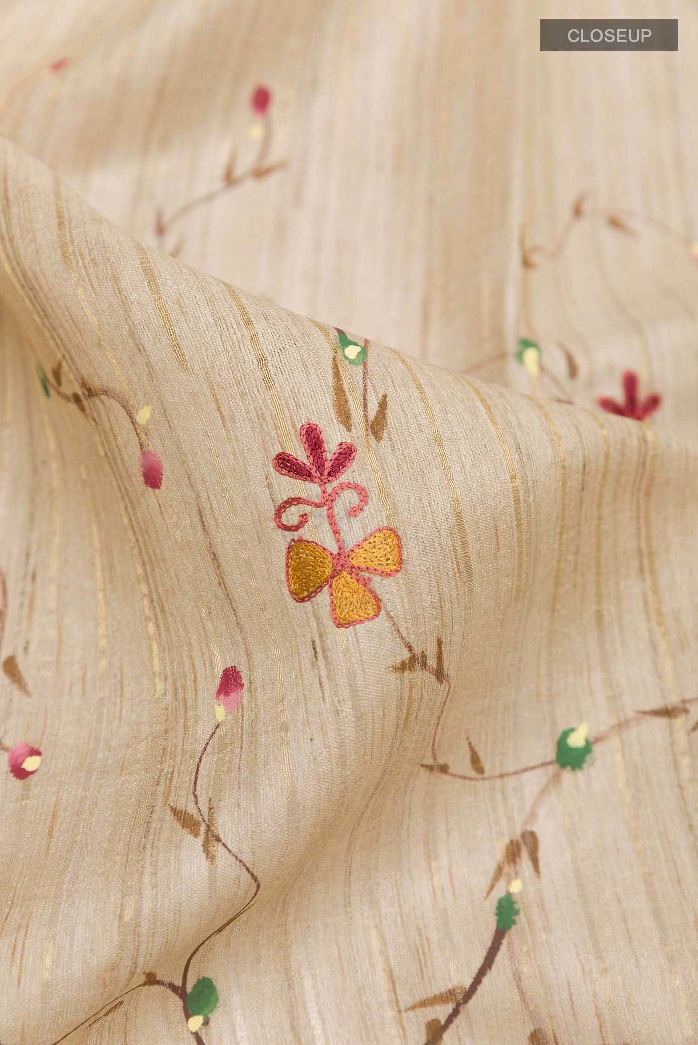 Beige Tussar Silk Saree