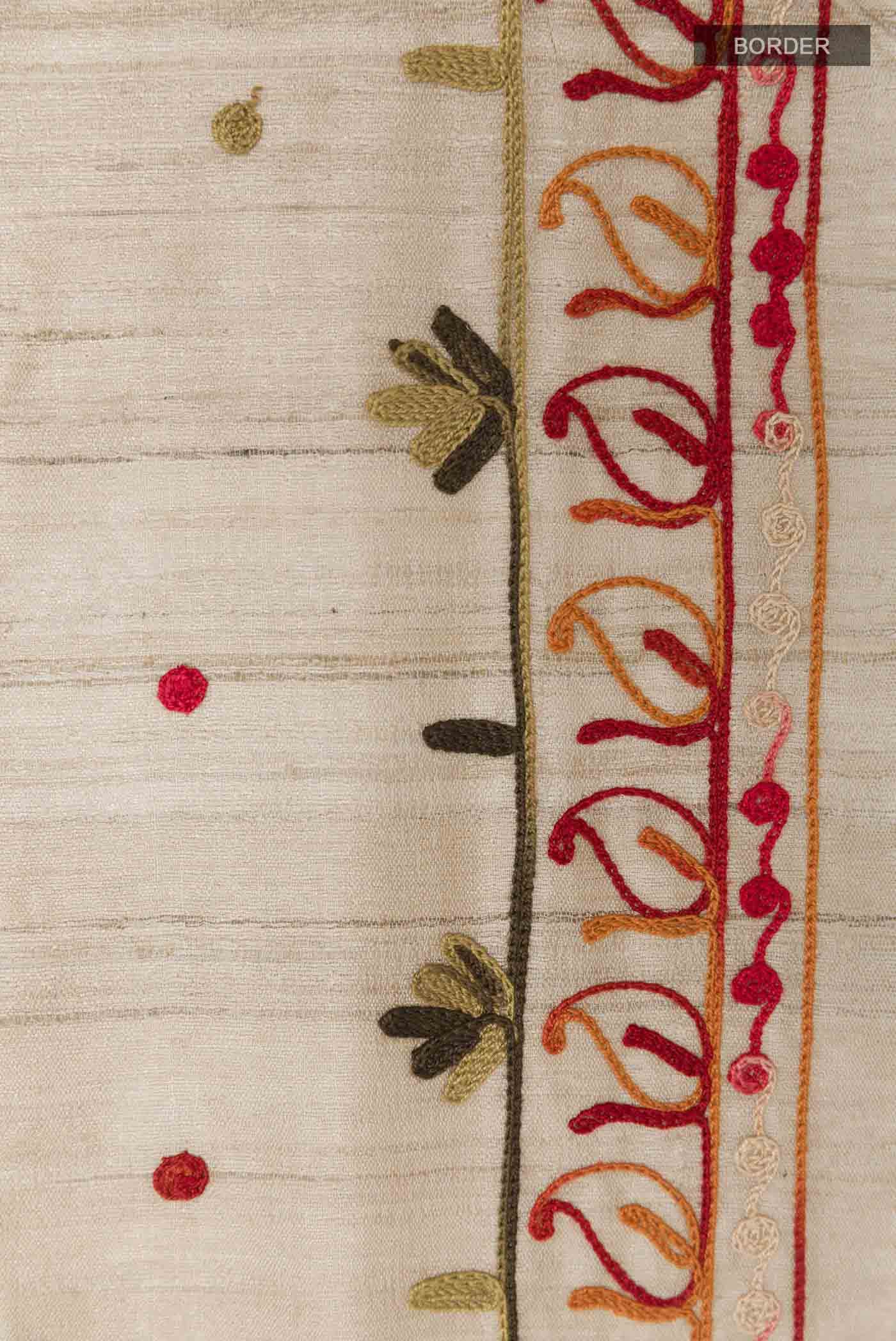 Beige Tussar Silk Saree