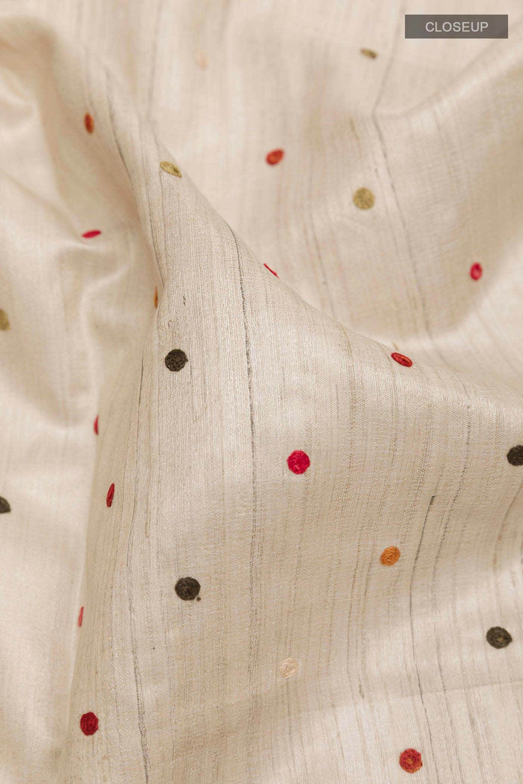 Beige Tussar Silk Saree