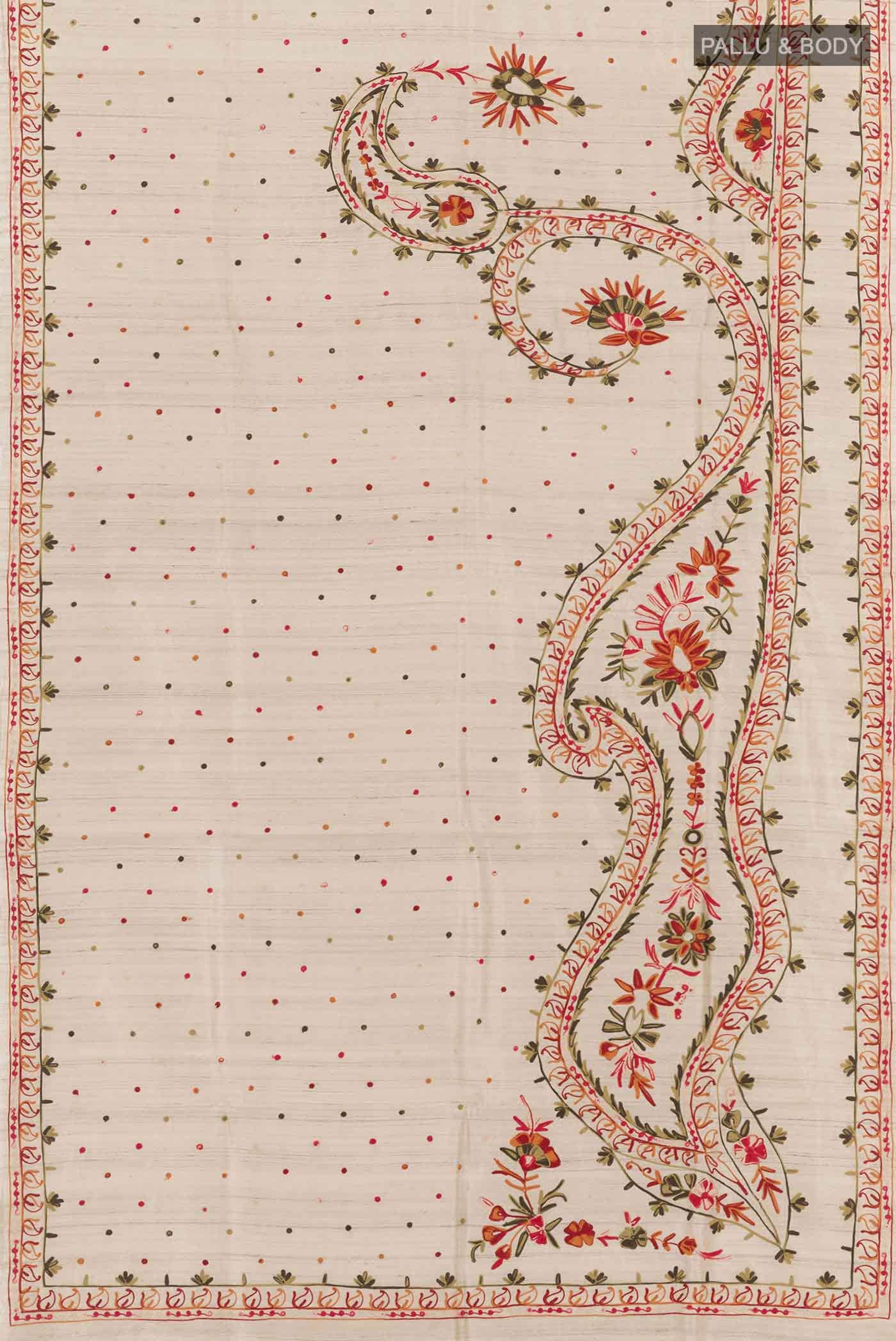 Beige Tussar Silk Saree