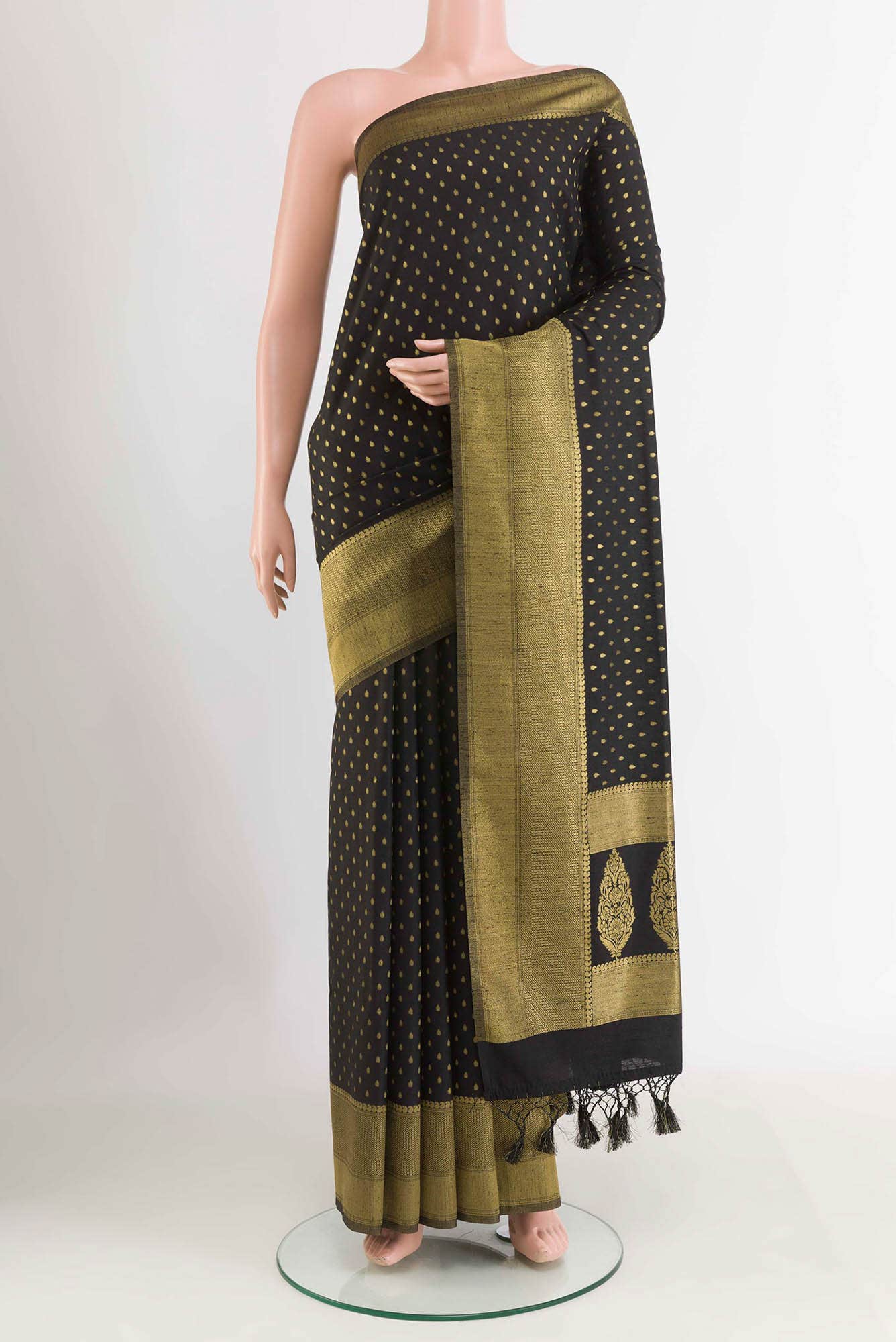 Black Blended Art Silk Saree