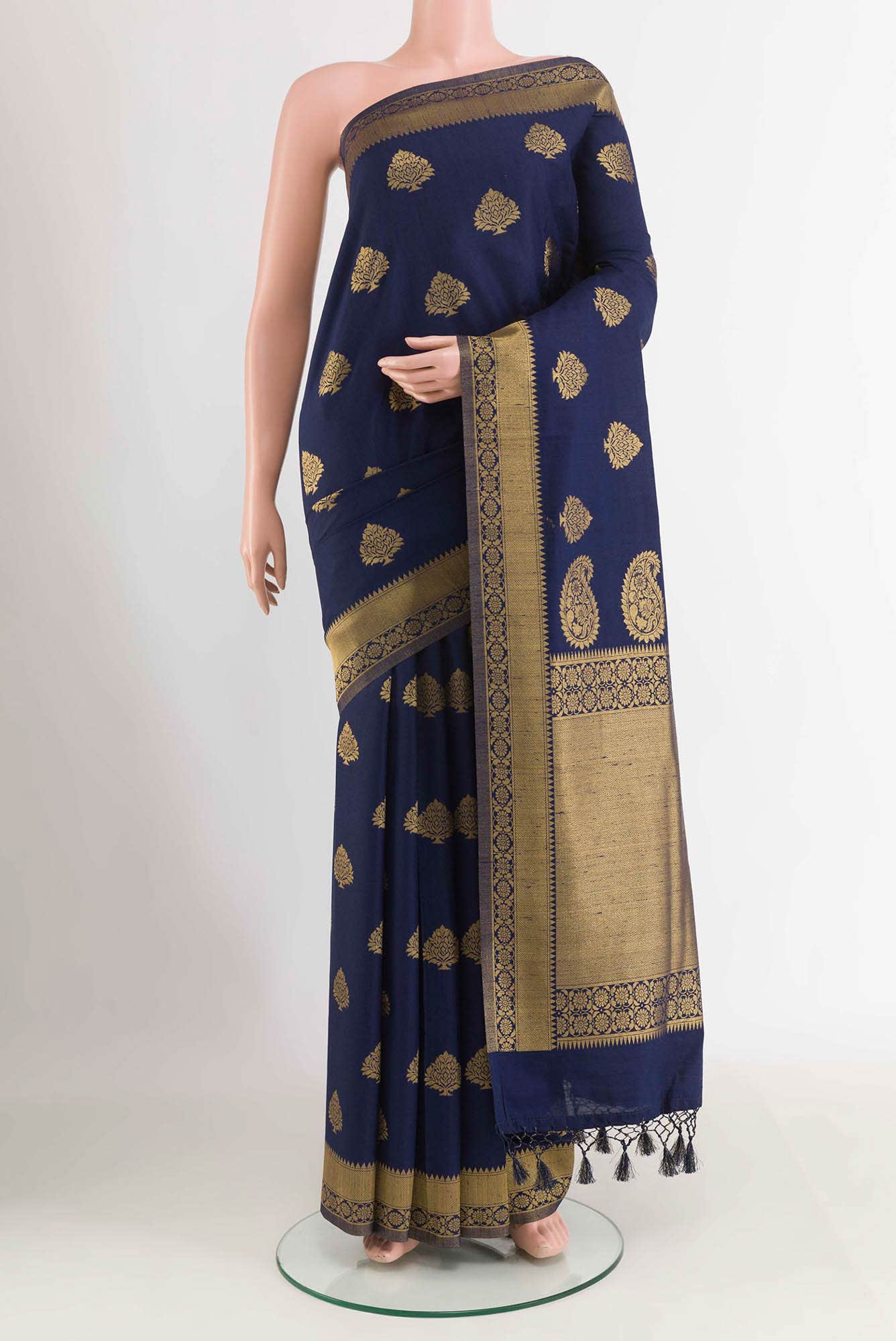 Dark Blue Blended Art Silk Saree