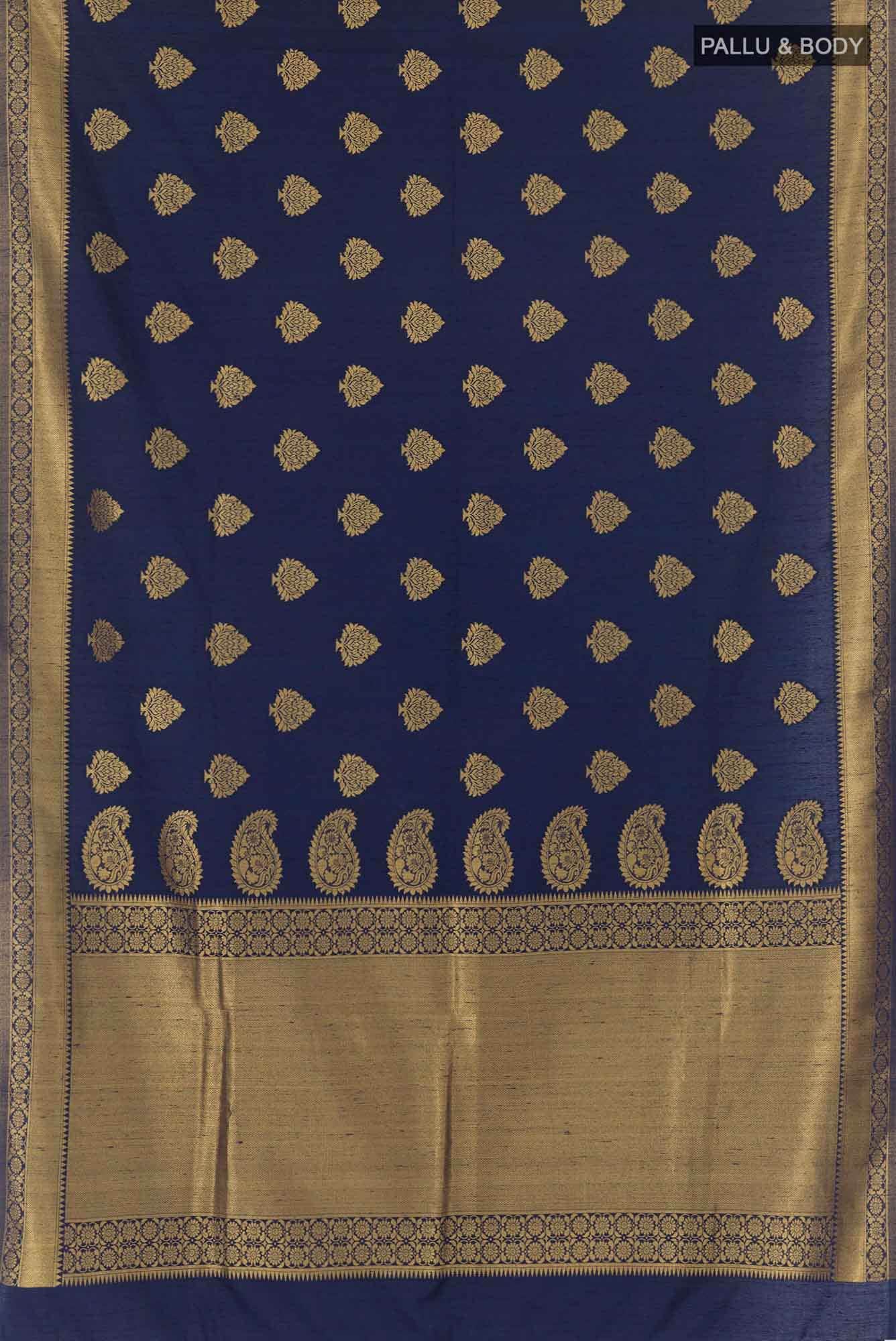 Dark Blue Blended Art Silk Saree