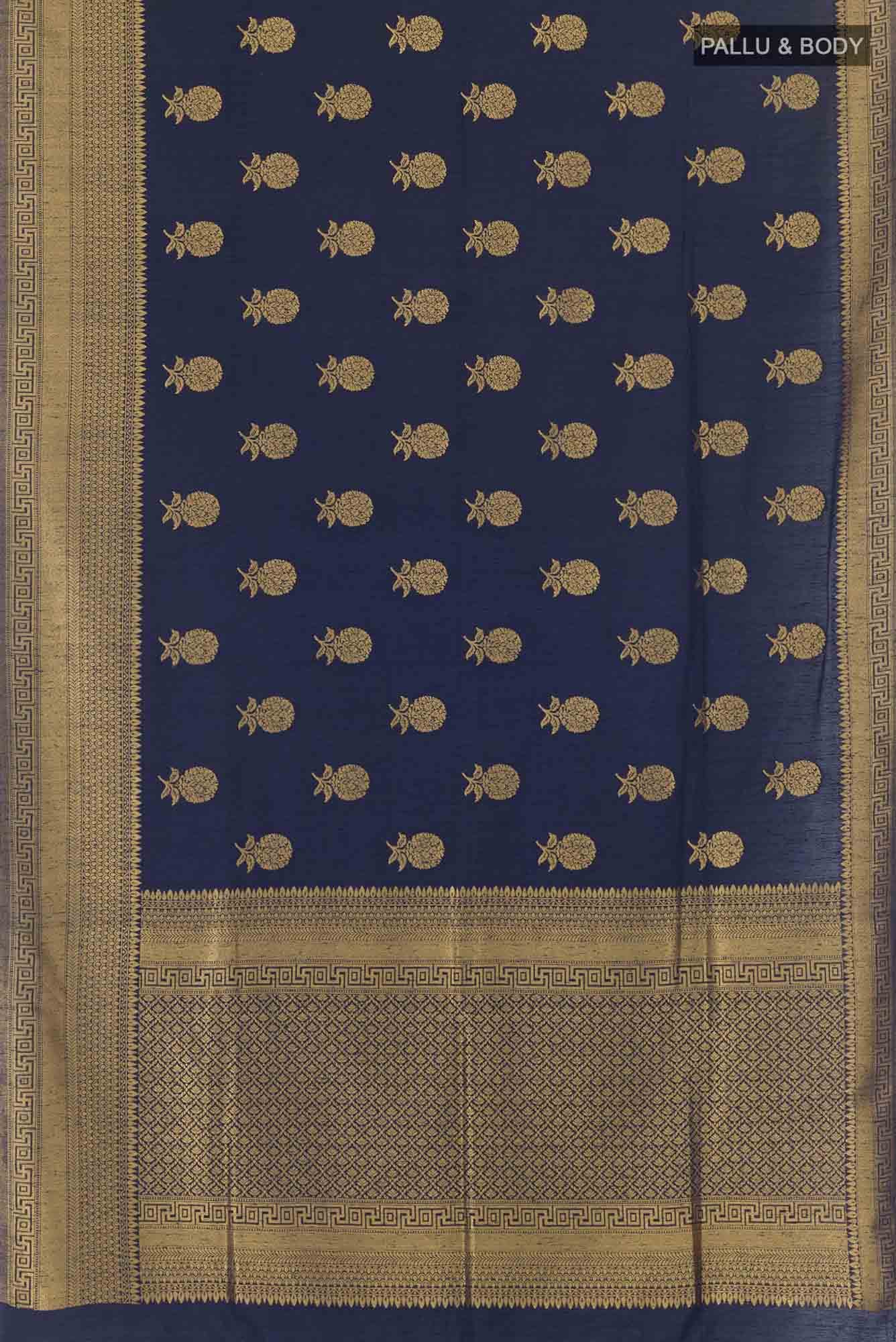 Dark Blue Blended Art Silk Saree