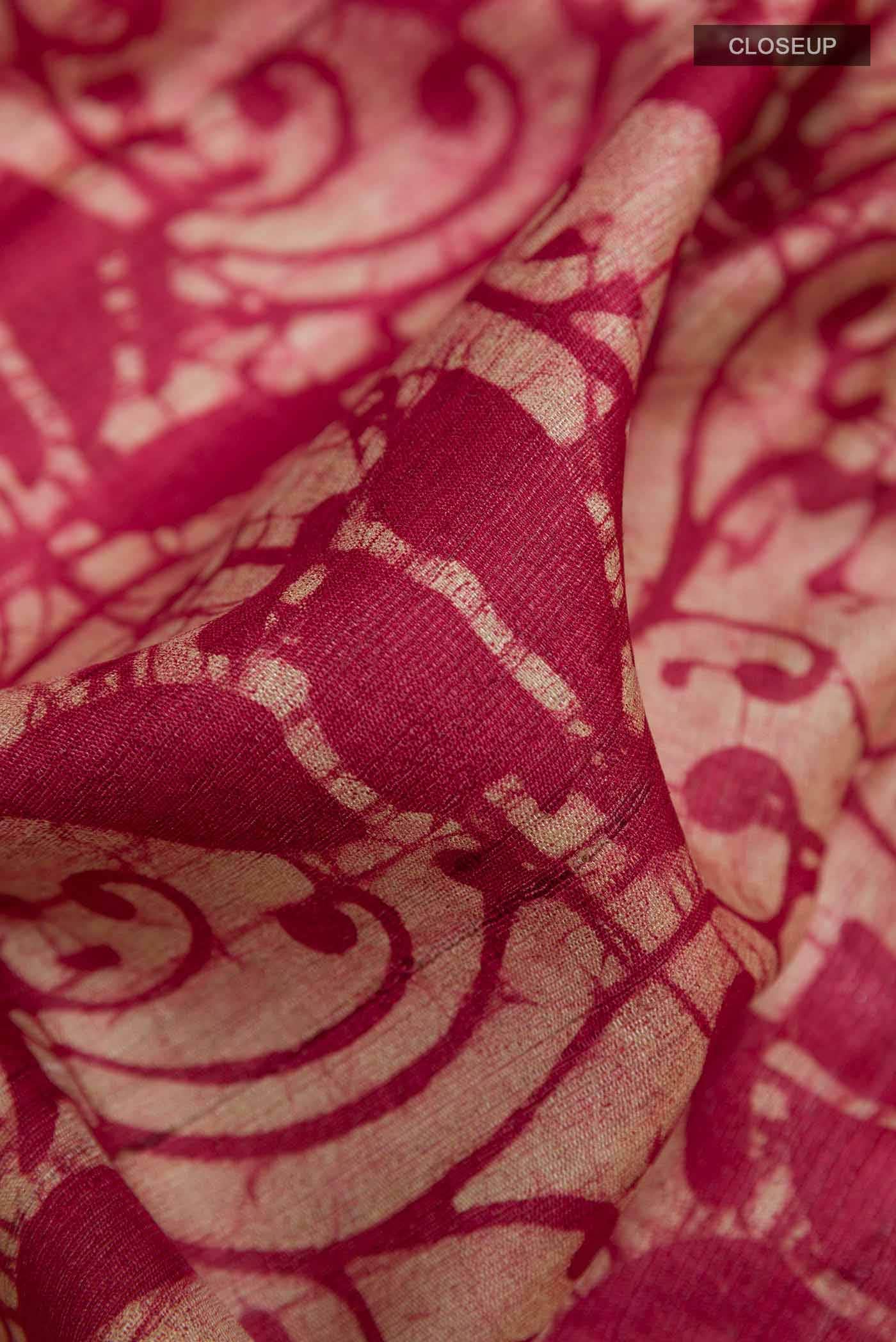Beige Tussar Silk Saree