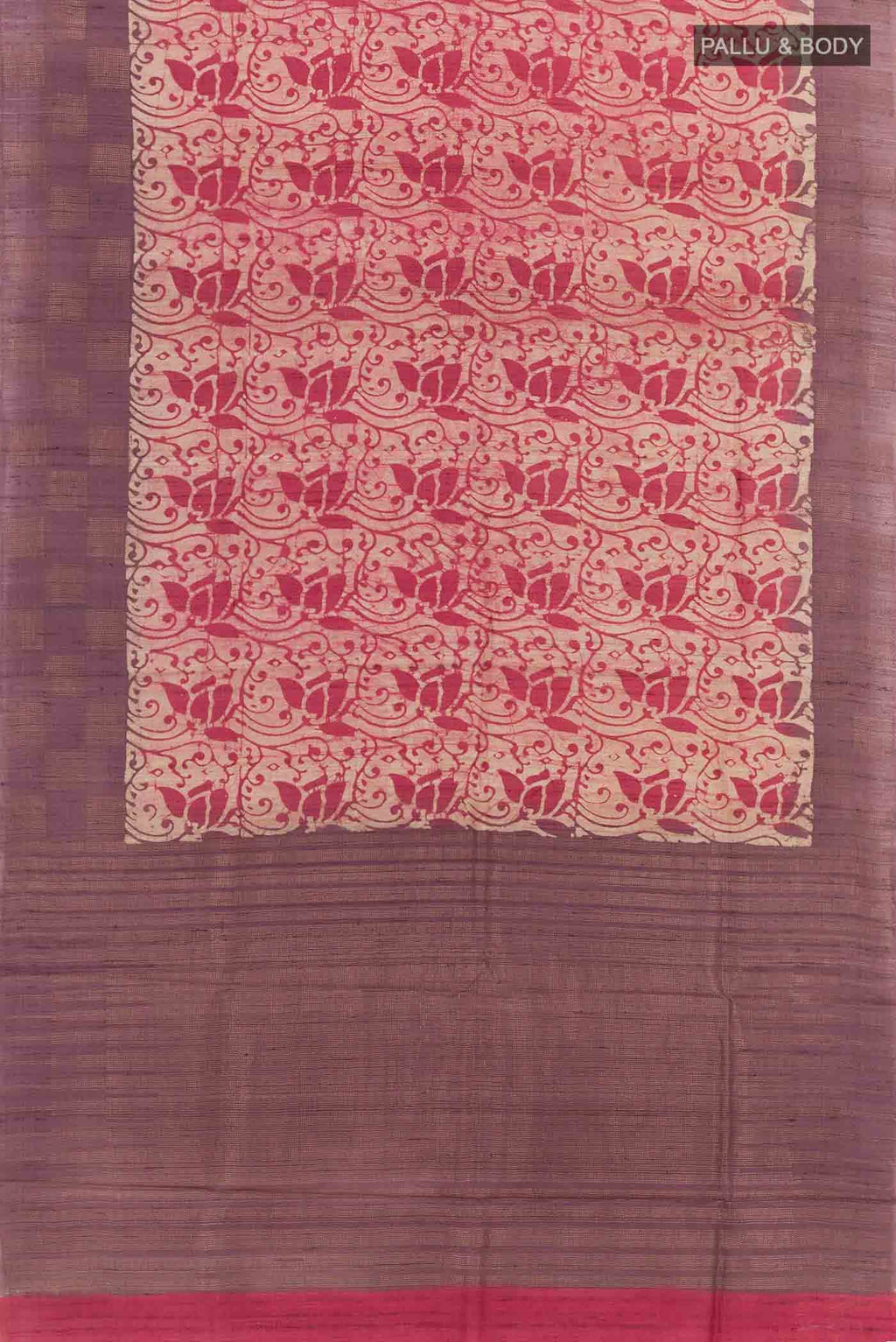 Beige Tussar Silk Saree