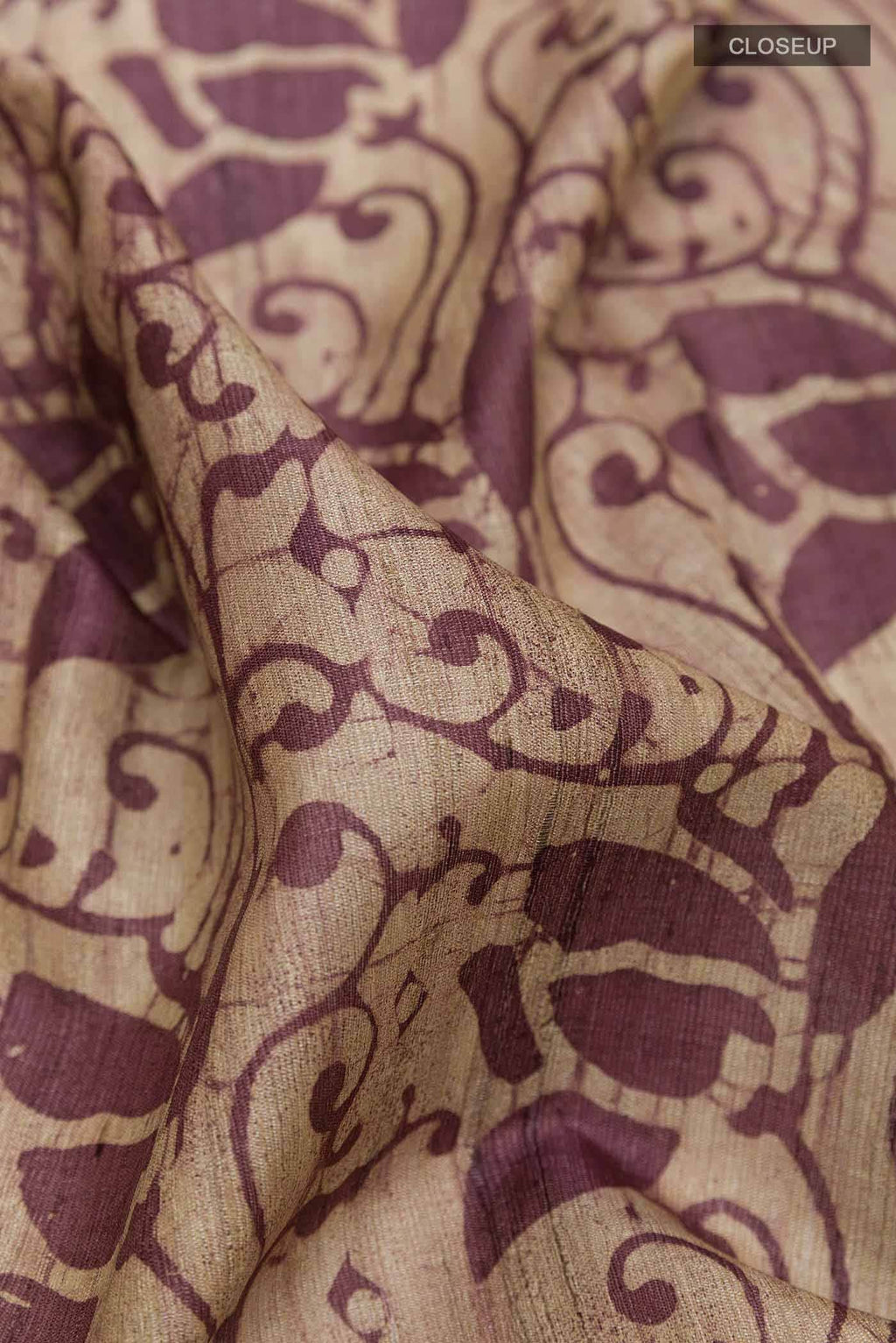 Beige Tussar Silk Saree