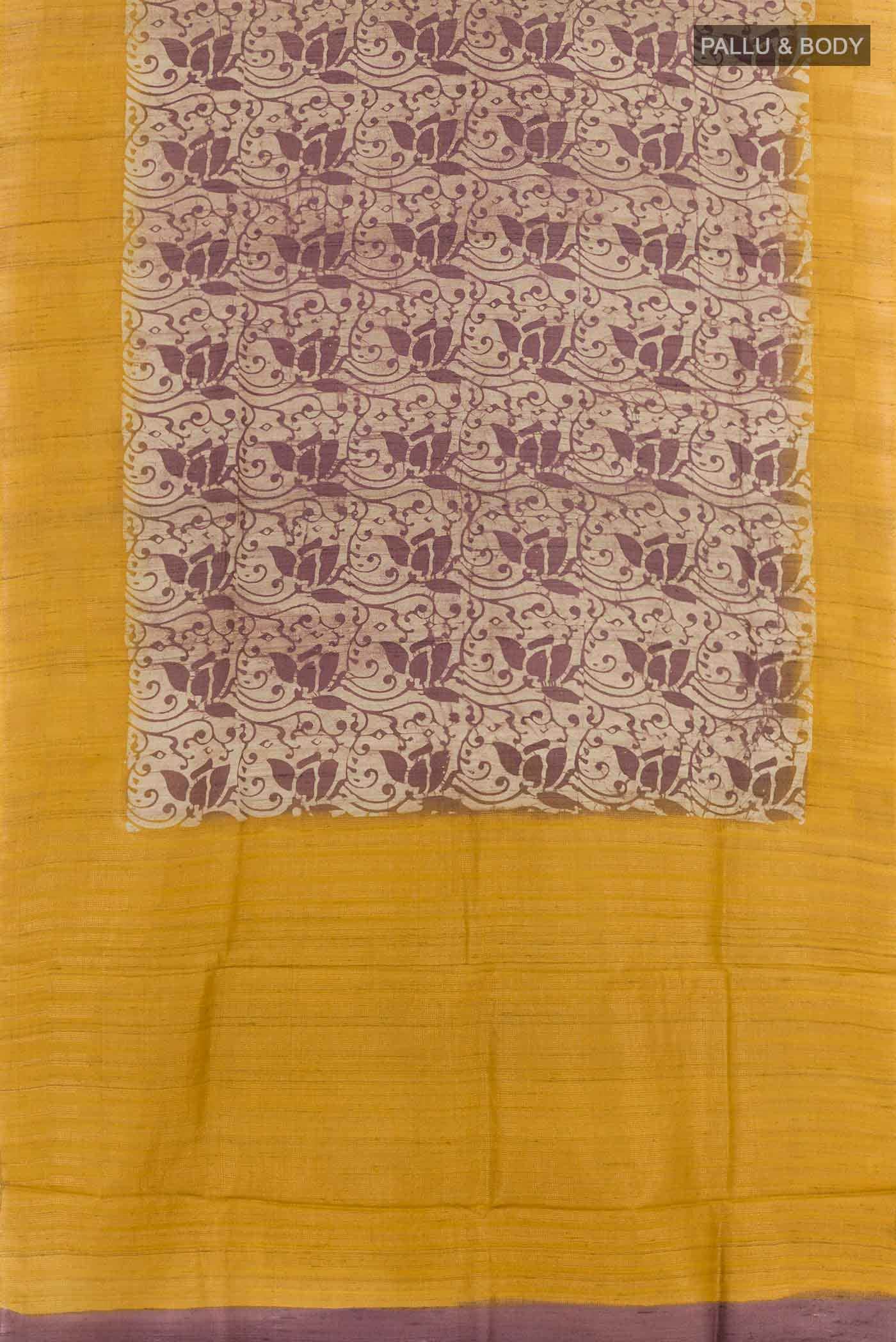 Beige Tussar Silk Saree