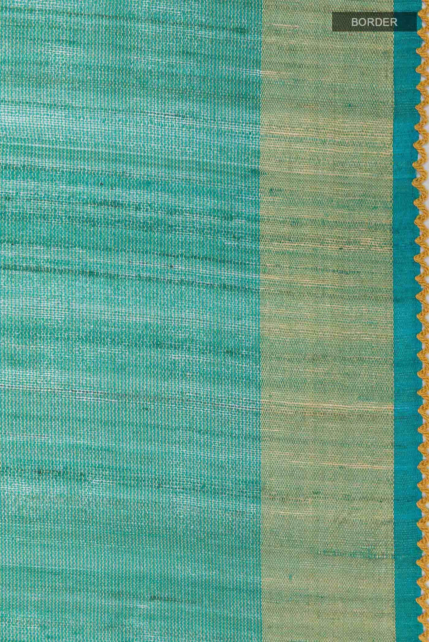 Teal Tussar Silk Saree