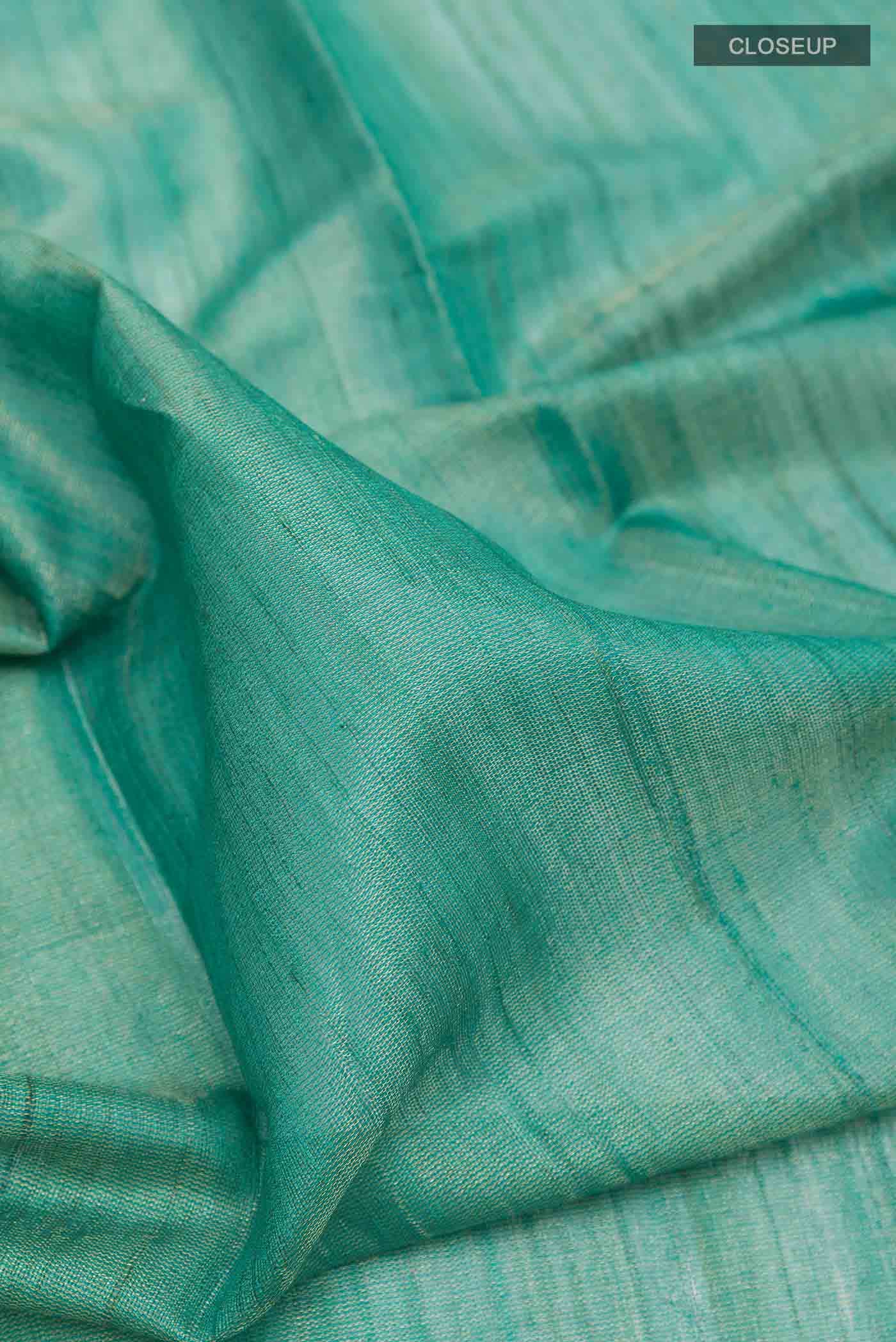 Teal Tussar Silk Saree