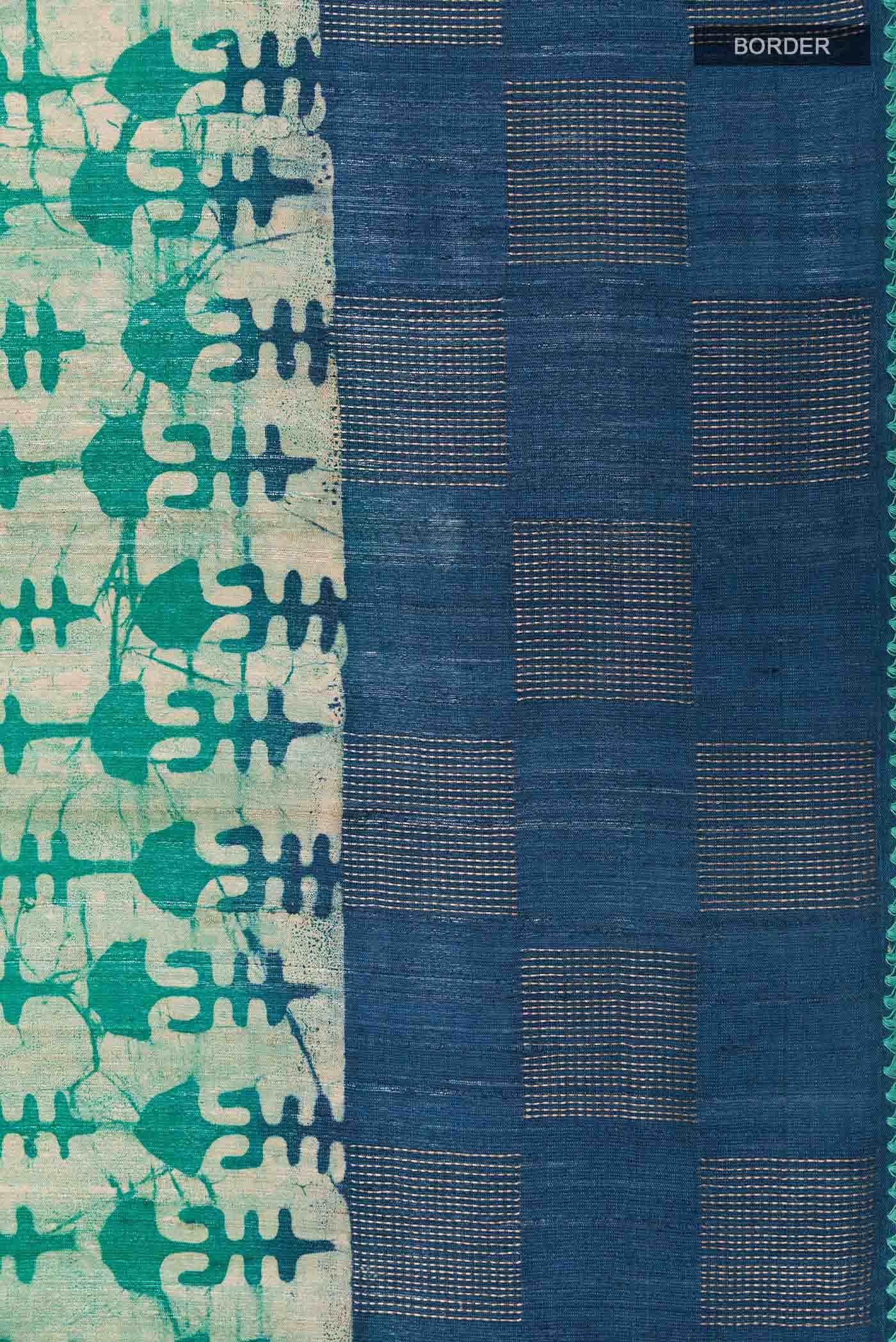Beige Tussar Silk Saree