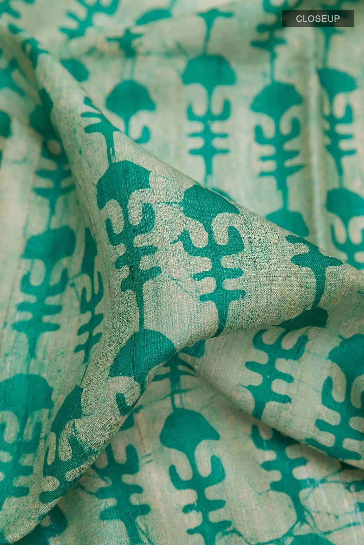 Beige Tussar Silk Saree