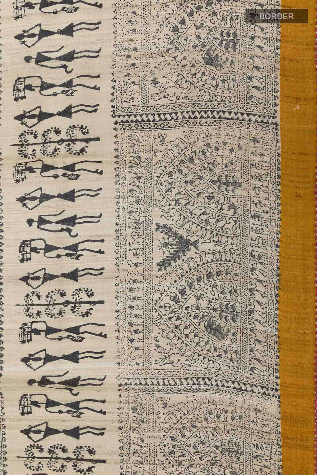 Beige Tussar Silk Saree