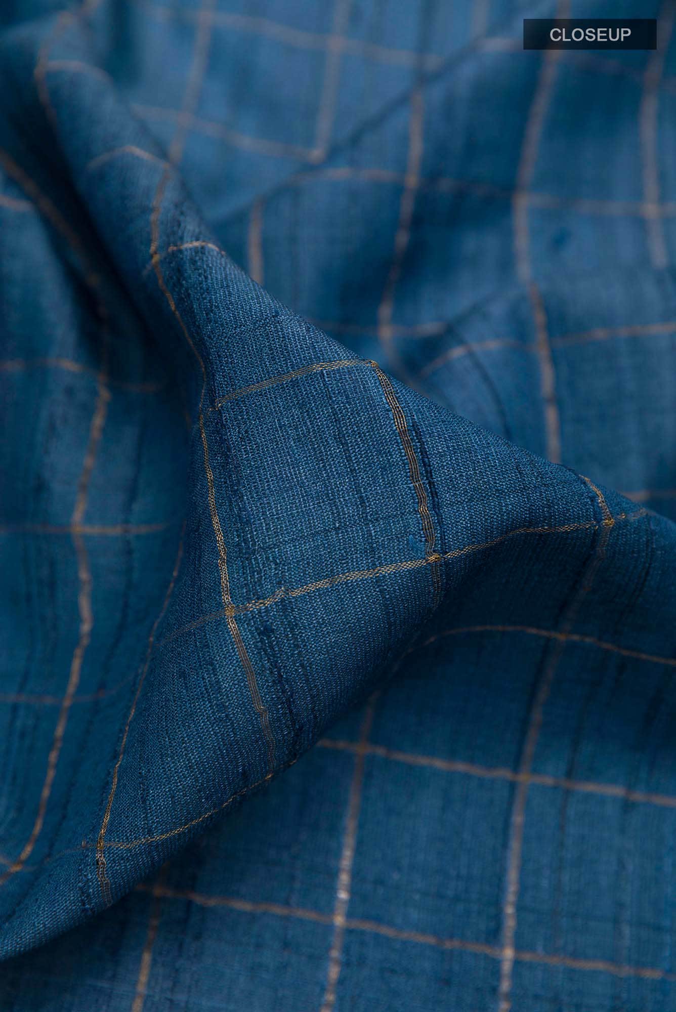 Blue Tussar Silk Saree