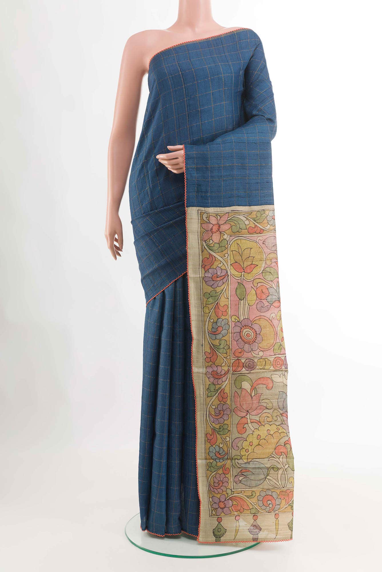 Blue Tussar Silk Saree